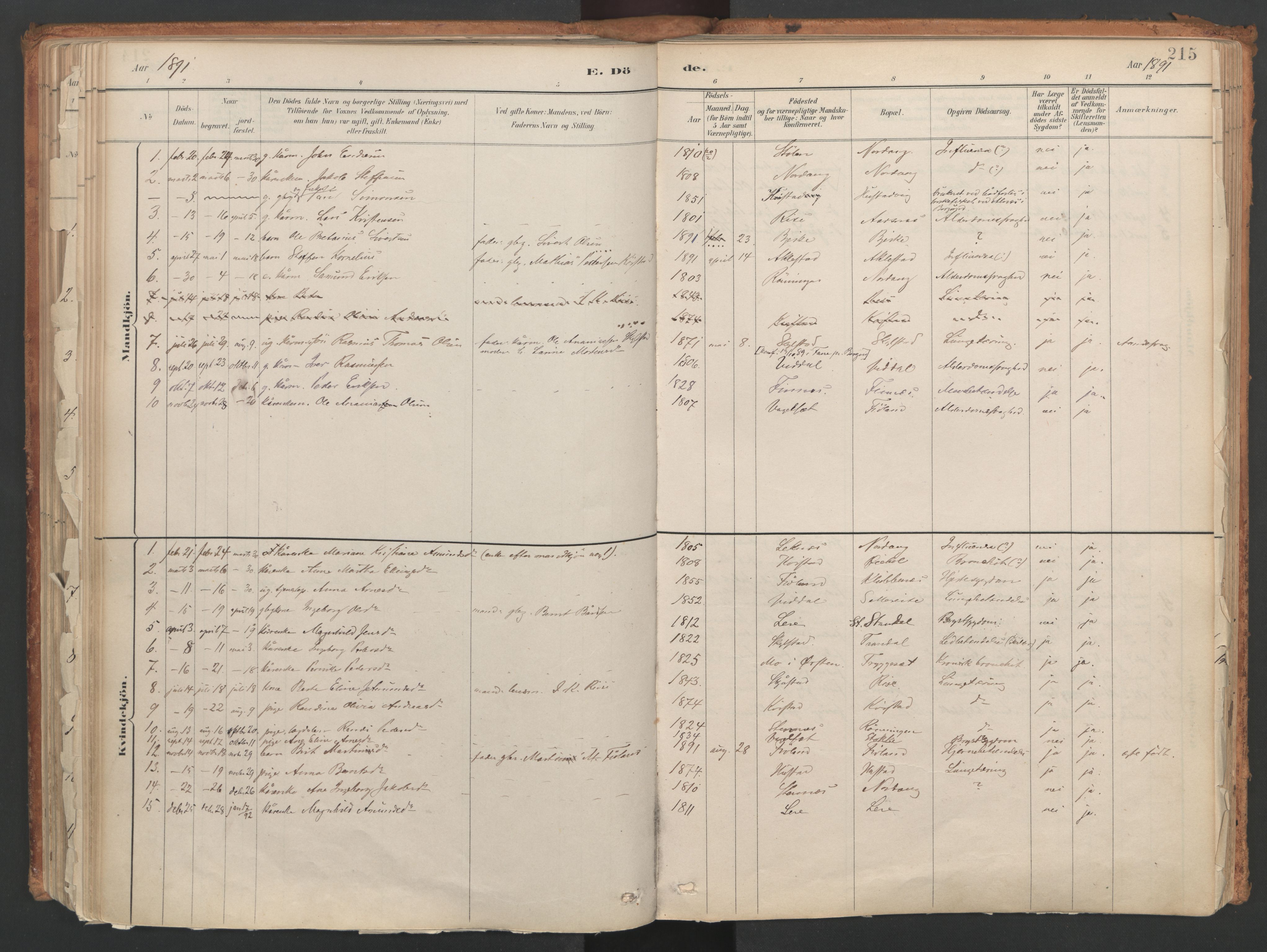 Ministerialprotokoller, klokkerbøker og fødselsregistre - Møre og Romsdal, SAT/A-1454/515/L0211: Parish register (official) no. 515A07, 1886-1910, p. 215