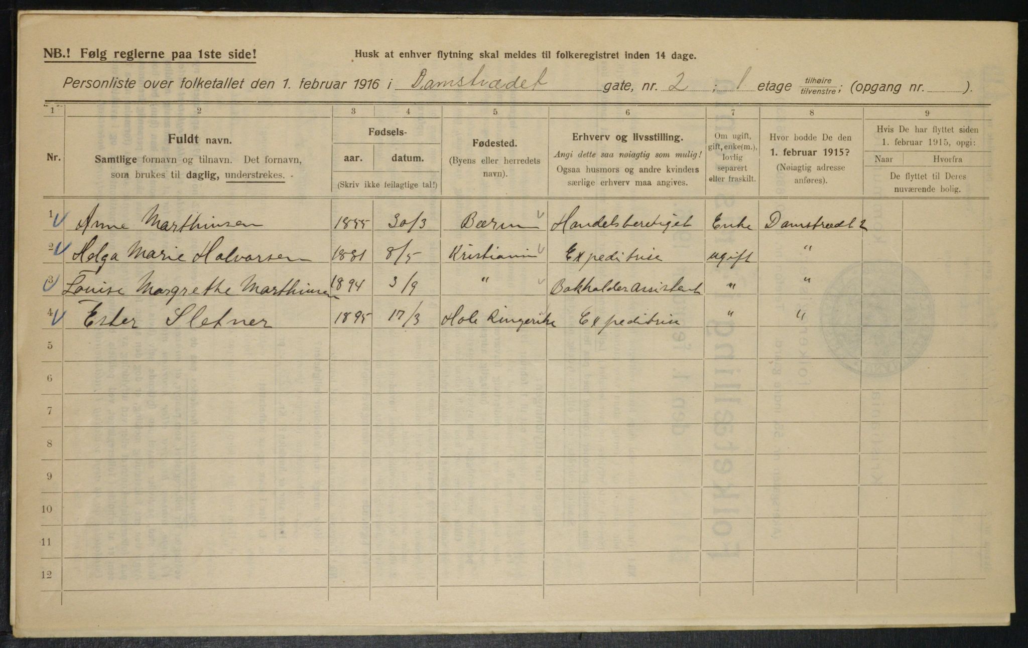 OBA, Municipal Census 1916 for Kristiania, 1916, p. 14462