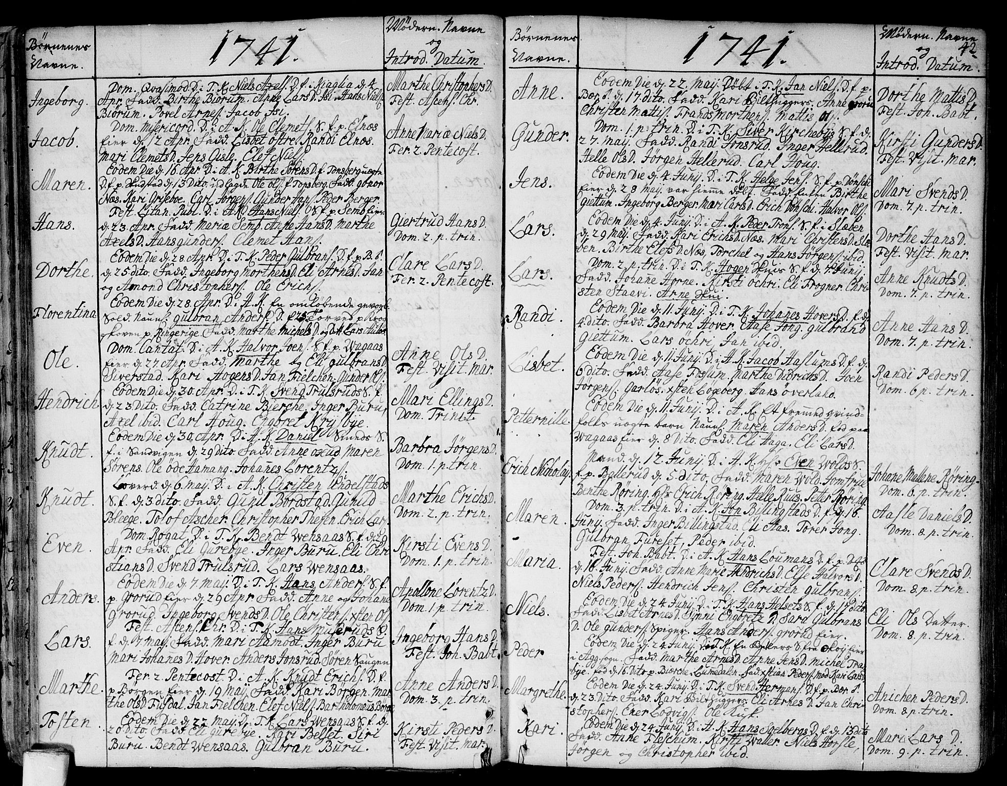 Asker prestekontor Kirkebøker, SAO/A-10256a/F/Fa/L0002: Parish register (official) no. I 2, 1733-1766, p. 42