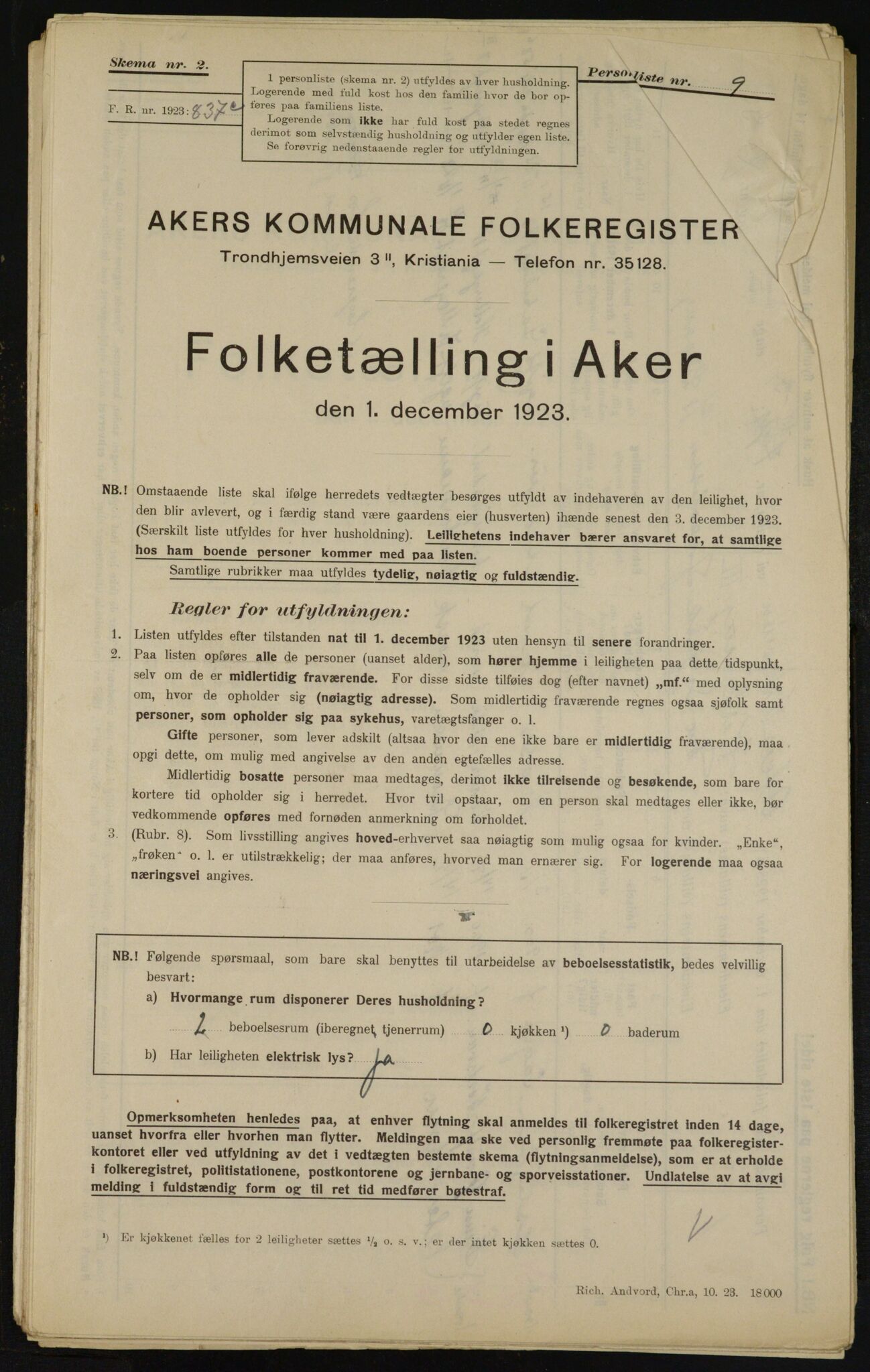 , Municipal Census 1923 for Aker, 1923, p. 12468