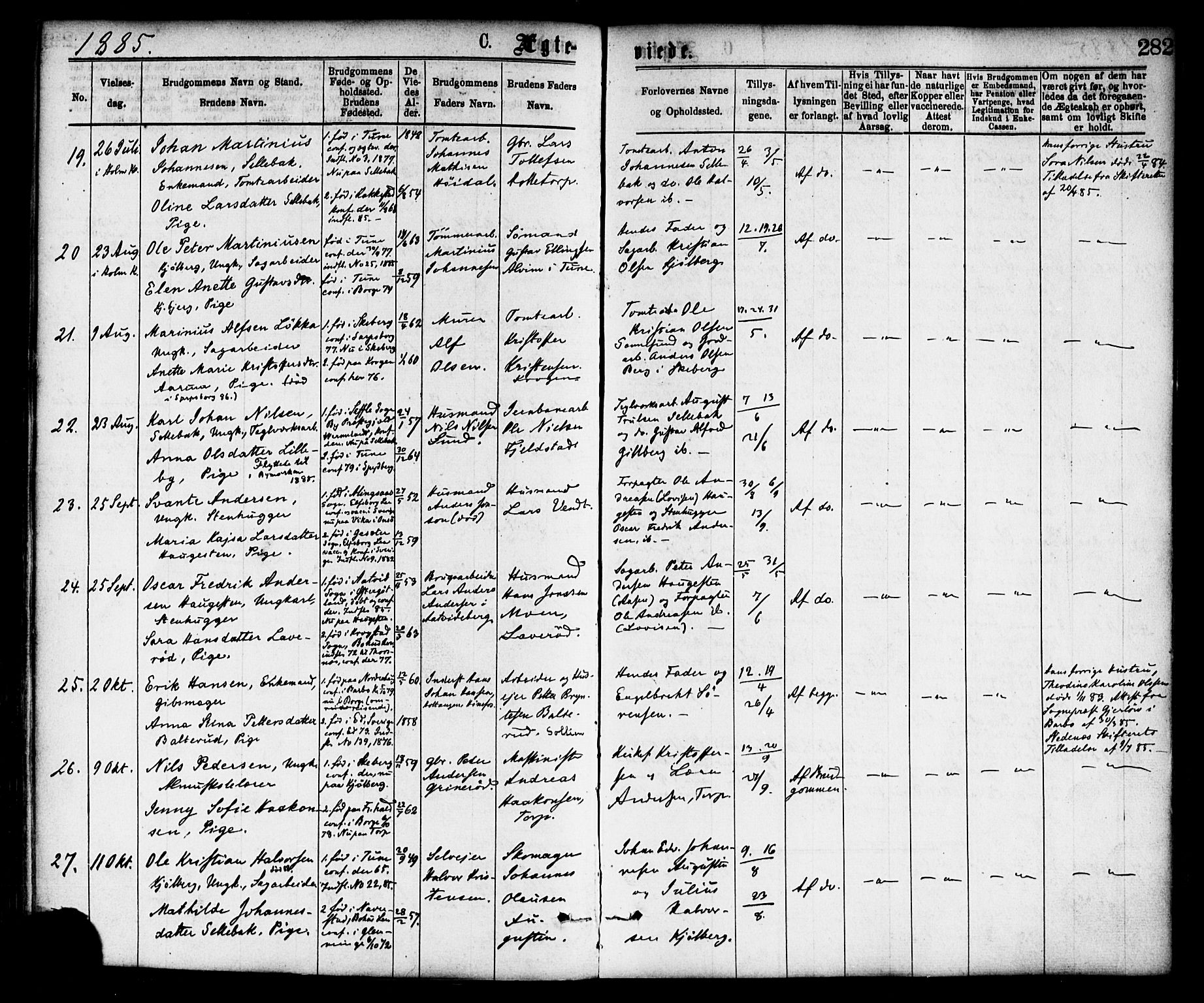 Borge prestekontor Kirkebøker, AV/SAO-A-10903/F/Fa/L0007: Parish register (official) no. I 7, 1875-1886, p. 282