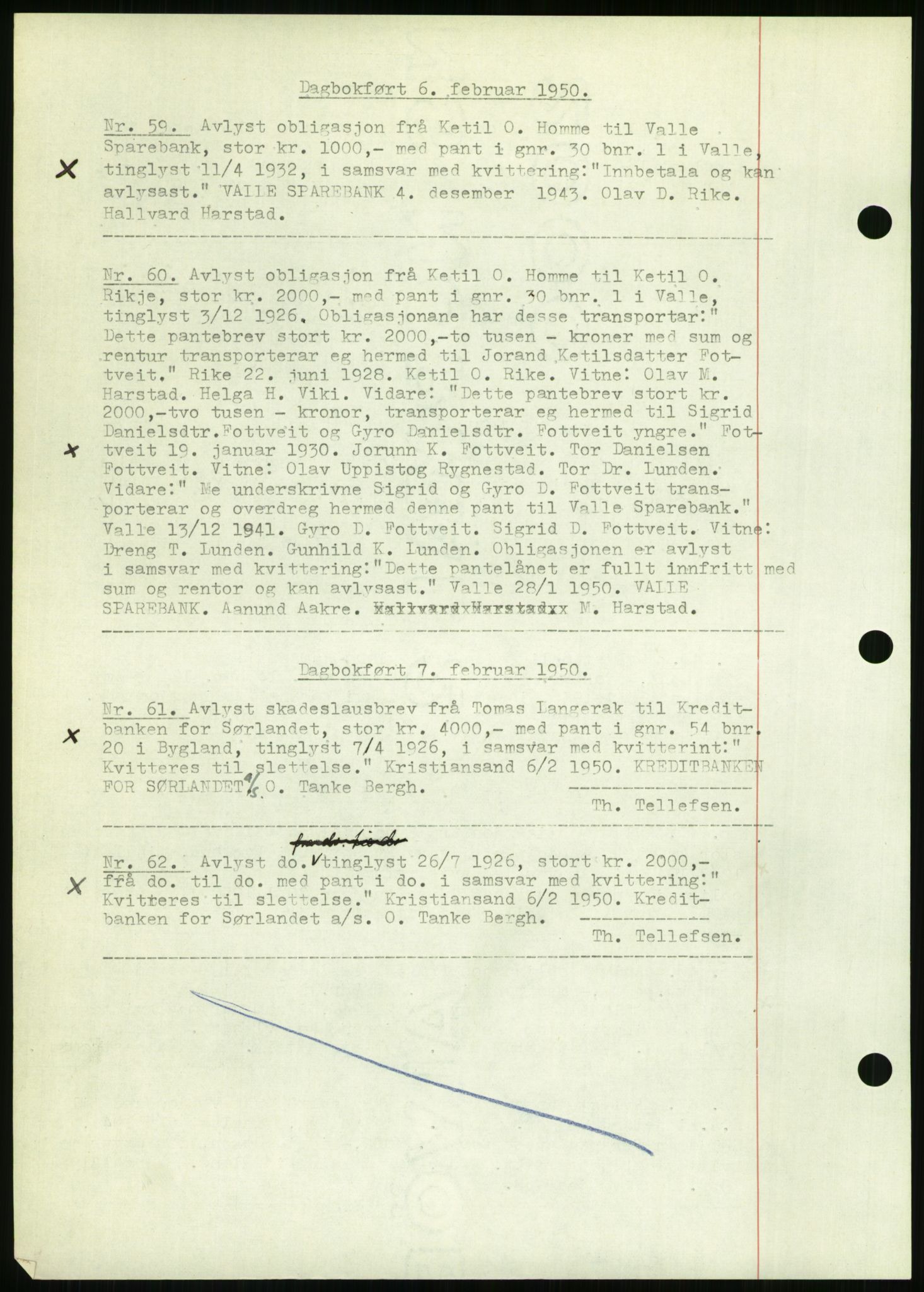 Setesdal sorenskriveri, SAK/1221-0011/G/Gb/L0050: Mortgage book no. B 38, 1949-1952, Diary no: : 35/1950