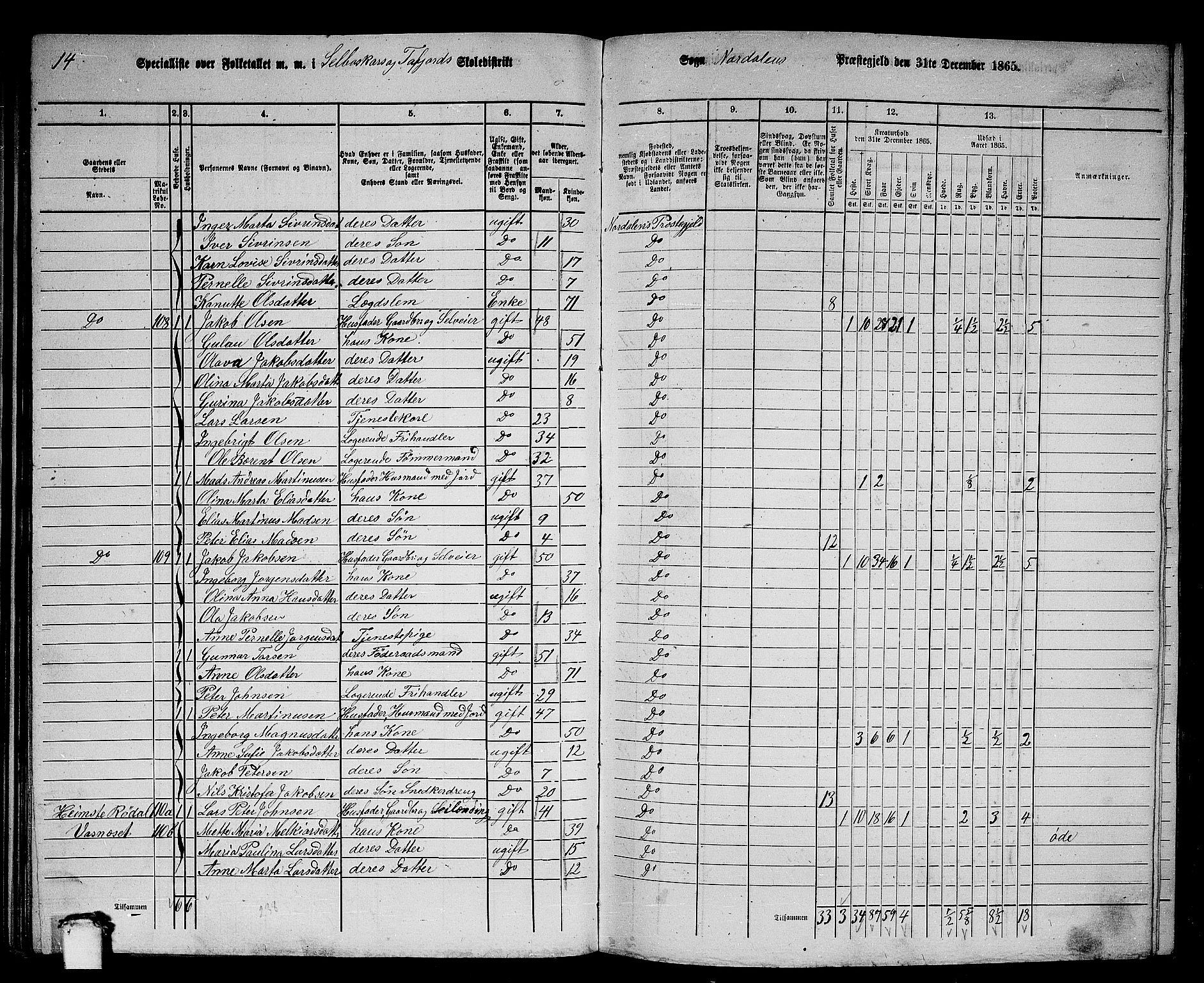 RA, 1865 census for Norddal, 1865, p. 53