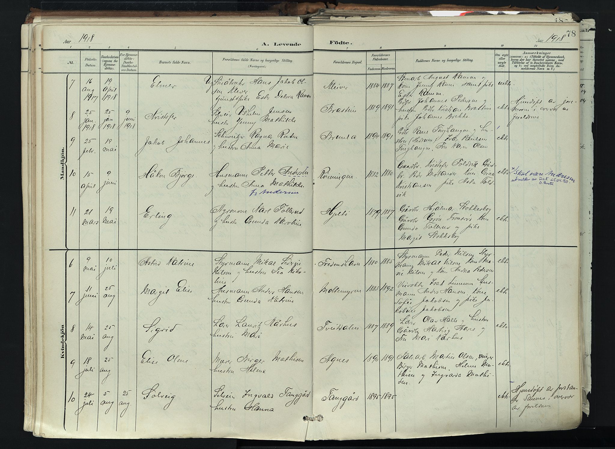 Brunlanes kirkebøker, AV/SAKO-A-342/F/Fc/L0003: Parish register (official) no. III 3, 1900-1922, p. 78