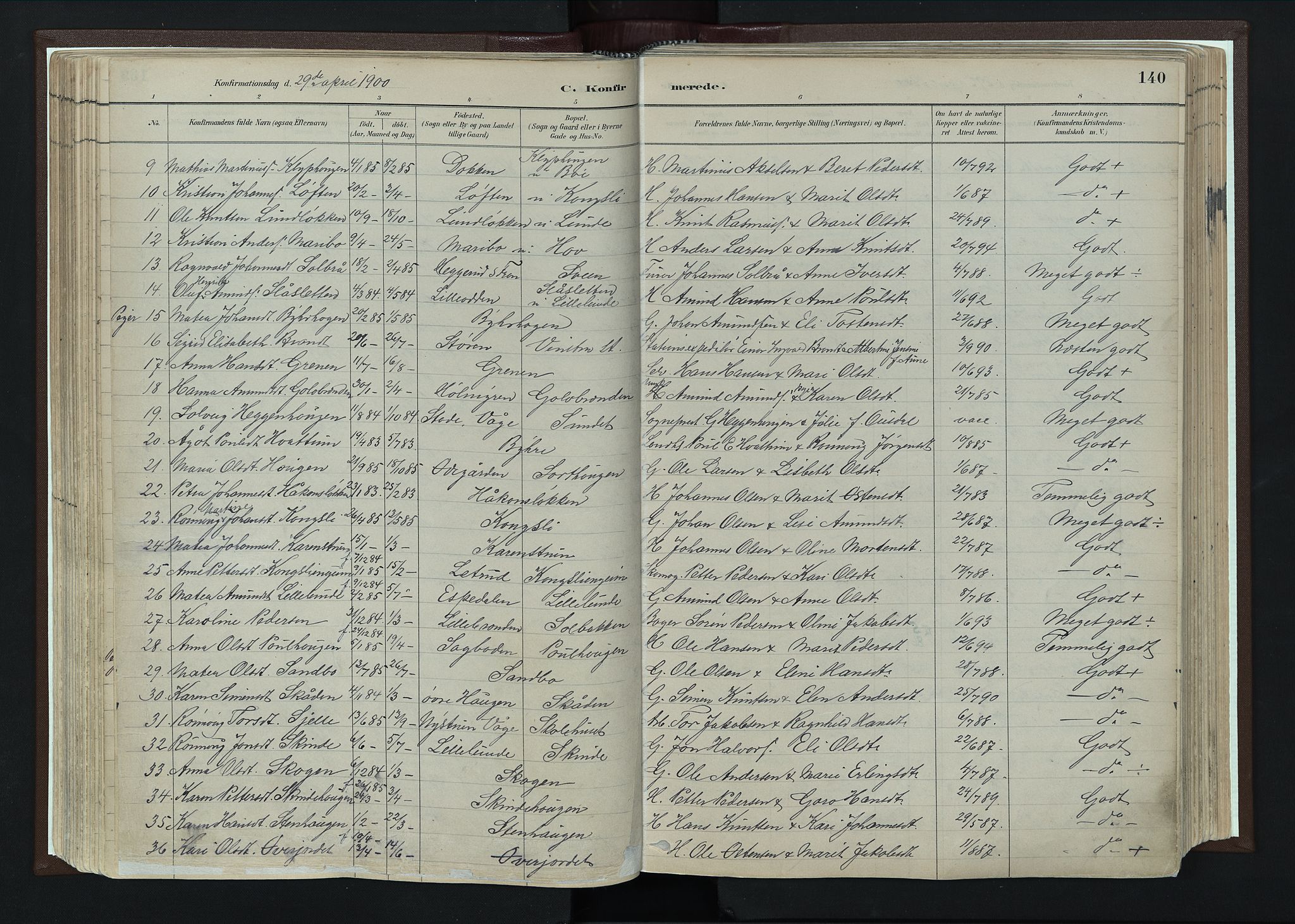Nord-Fron prestekontor, SAH/PREST-080/H/Ha/Haa/L0004: Parish register (official) no. 4, 1884-1914, p. 140