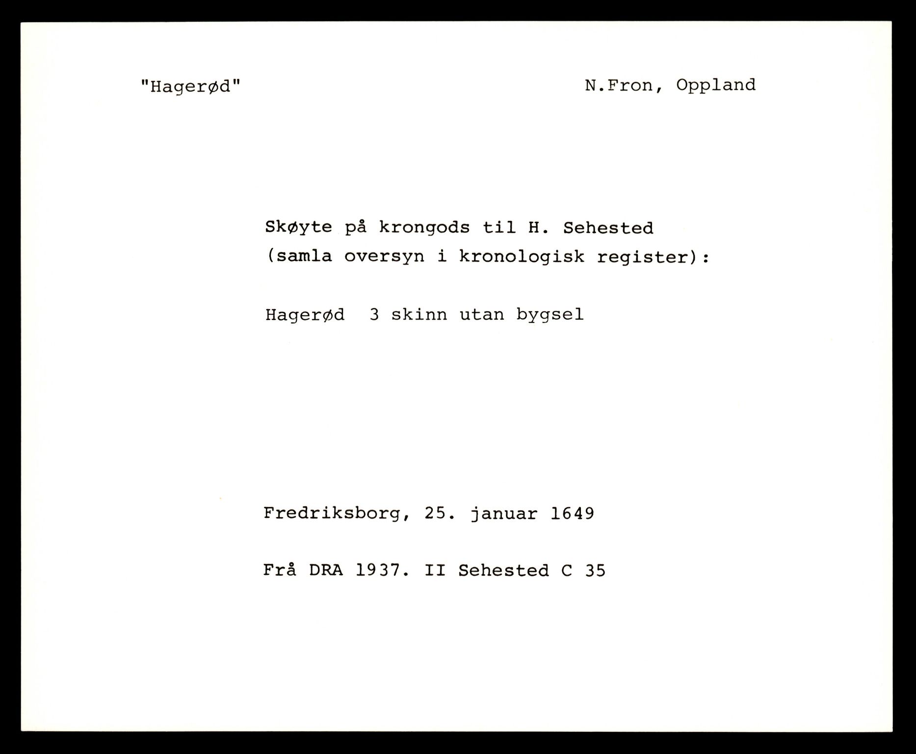 Riksarkivets diplomsamling, AV/RA-EA-5965/F35/F35e/L0010: Registreringssedler Oppland 2, 1400-1700, p. 37