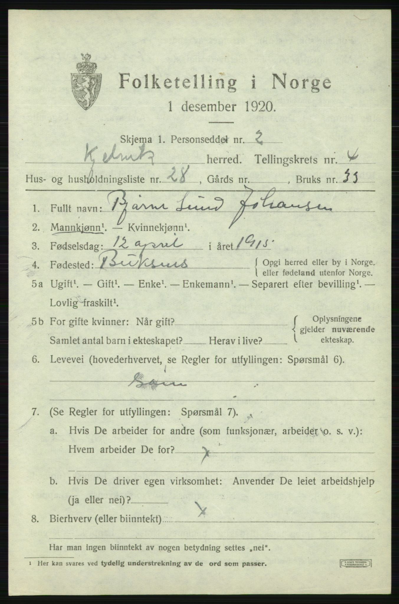 SATØ, 1920 census for Kjelvik, 1920, p. 2203
