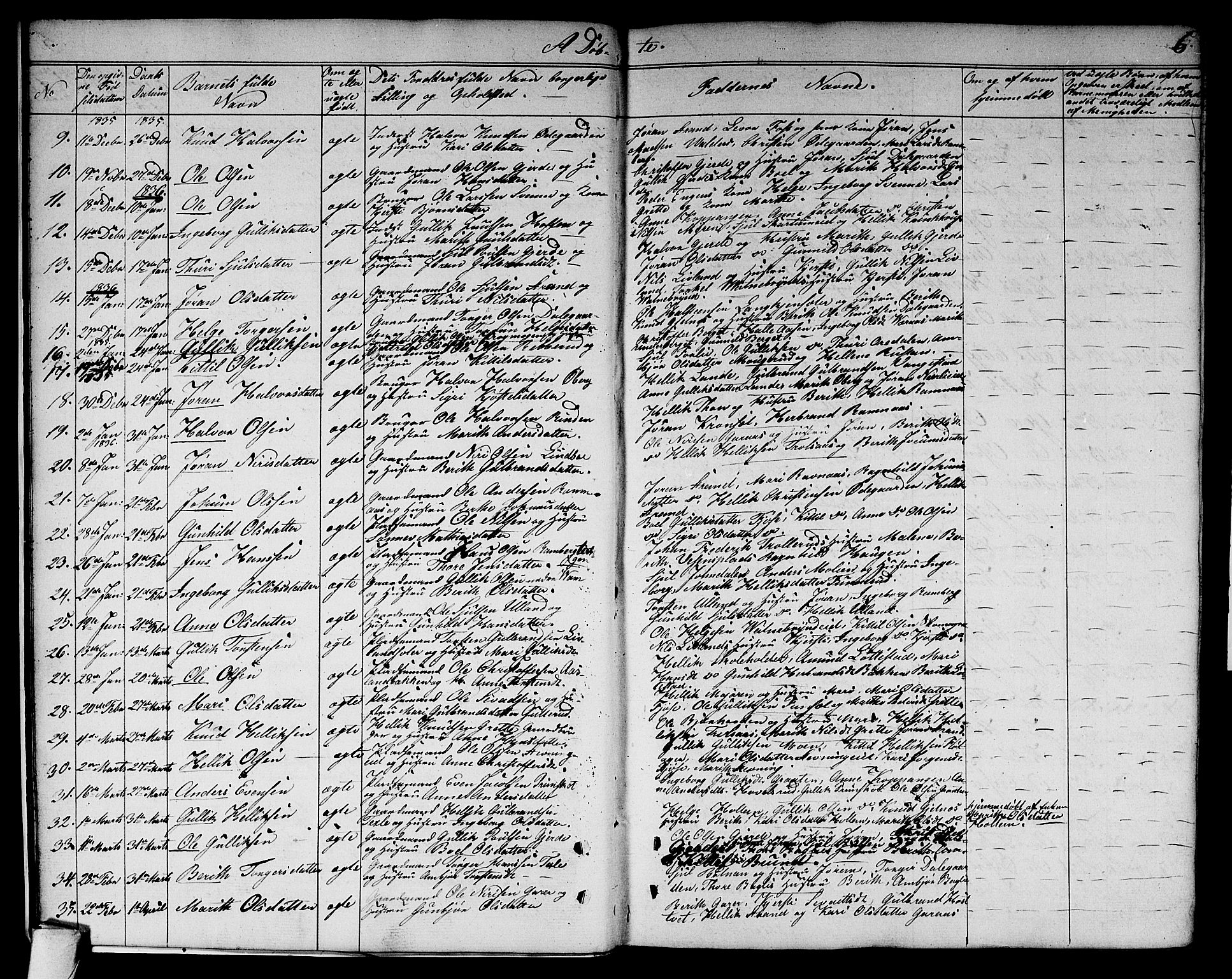 Flesberg kirkebøker, AV/SAKO-A-18/G/Ga/L0002: Parish register (copy) no. I 2, 1834-1860, p. 6