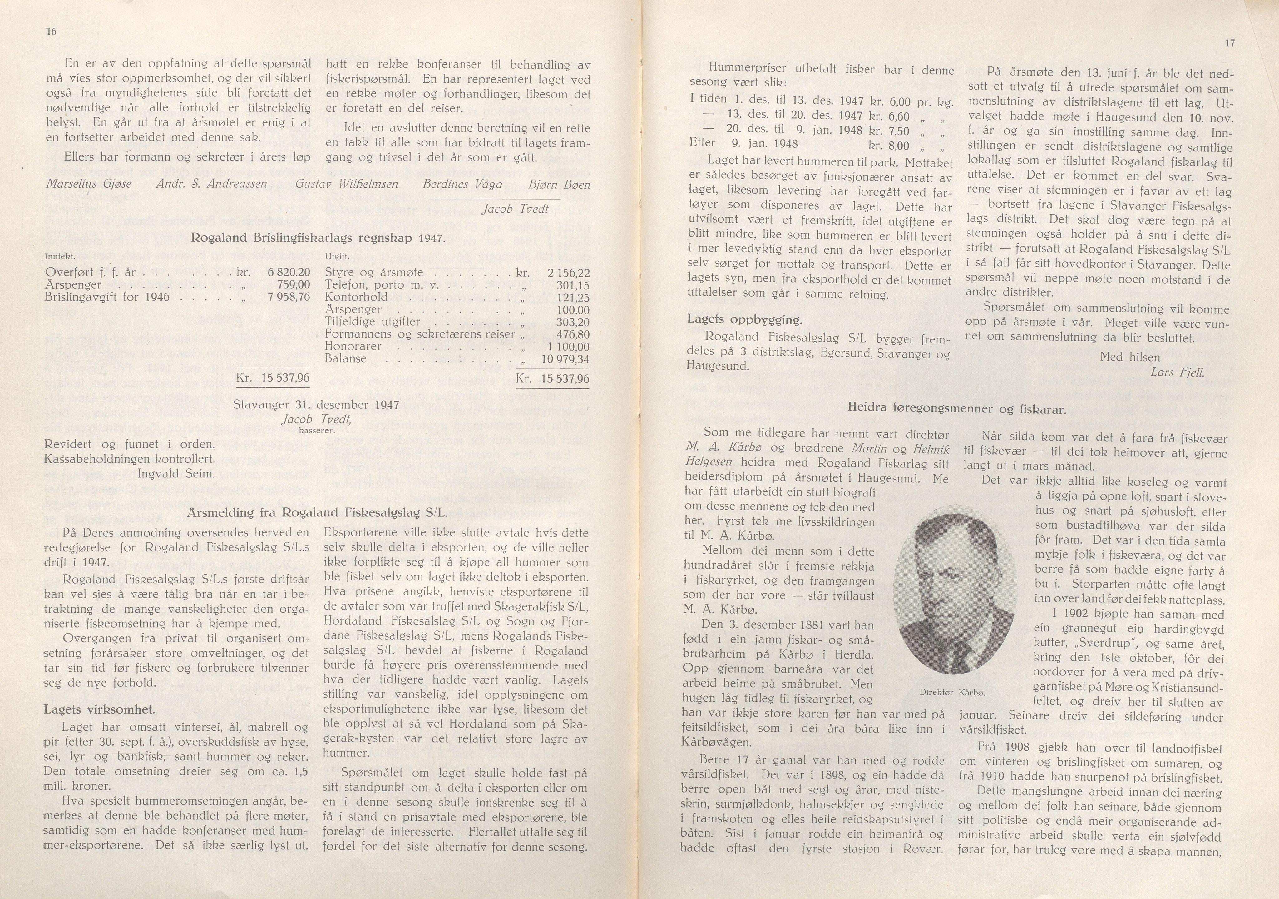 Rogaland fylkeskommune - Fylkesrådmannen , IKAR/A-900/A/Aa/Aaa/L0067: Møtebok , 1948, p. 16-17