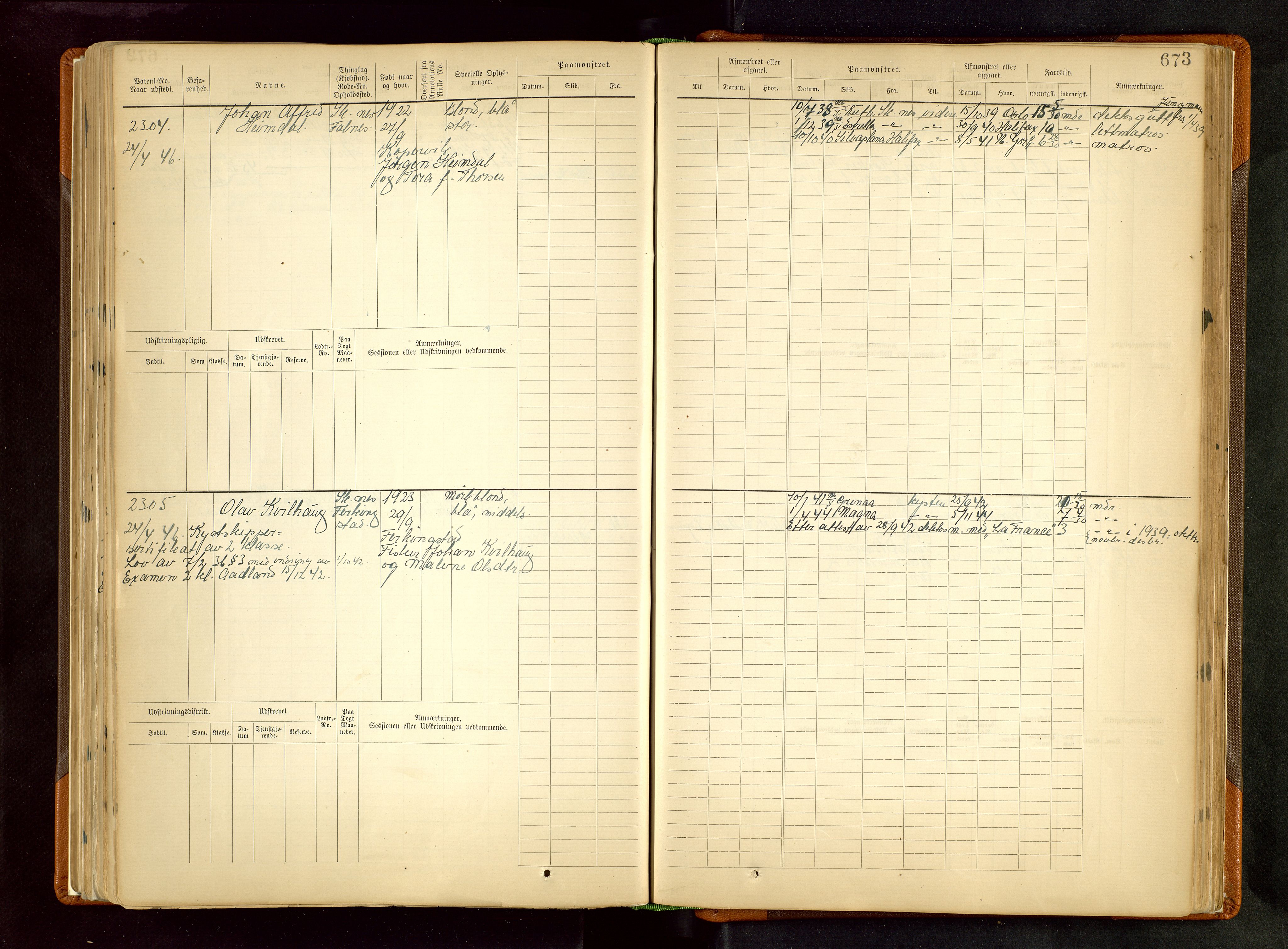 Haugesund sjømannskontor, SAST/A-102007/F/Fb/Fbb/L0002: Sjøfartsrulle Skudenes kretsnr. 959-2439, 1860-1948, p. 673