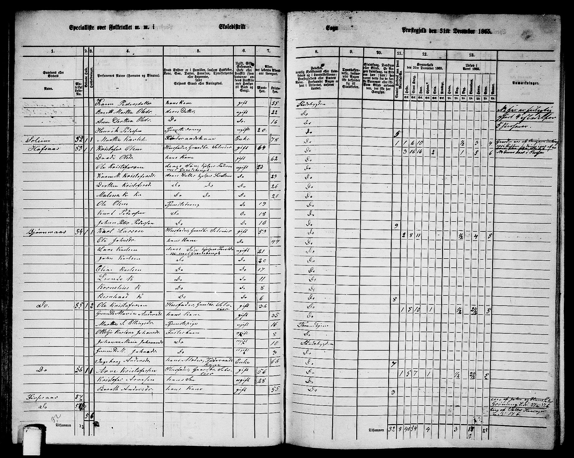 RA, 1865 census for Stadsbygd, 1865, p. 53