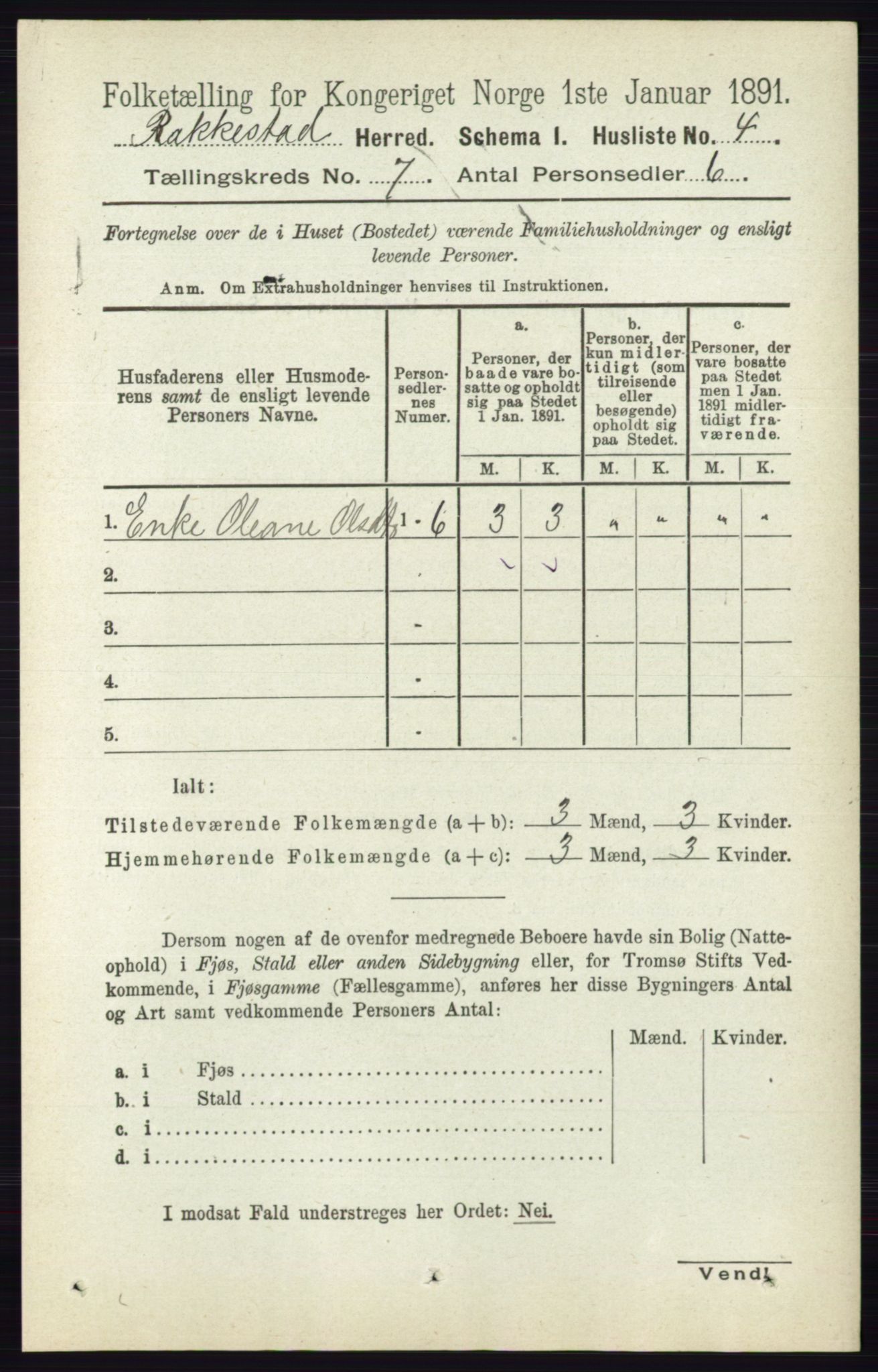 RA, 1891 census for 0128 Rakkestad, 1891, p. 3047