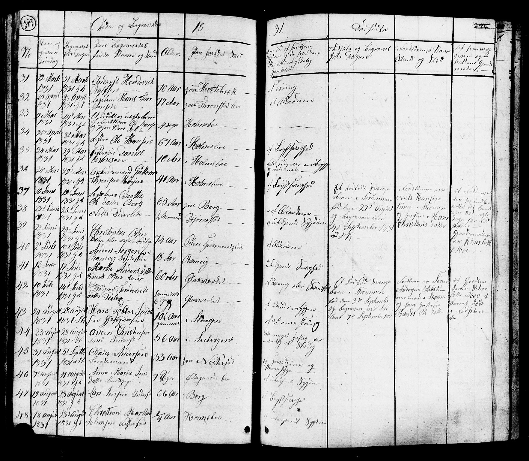 Hurum kirkebøker, AV/SAKO-A-229/G/Ga/L0002: Parish register (copy) no. I 2, 1827-1857, p. 319