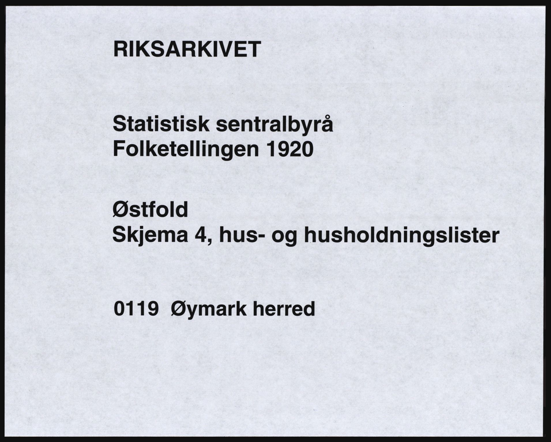 SAO, 1920 census for Øymark, 1920, p. 1