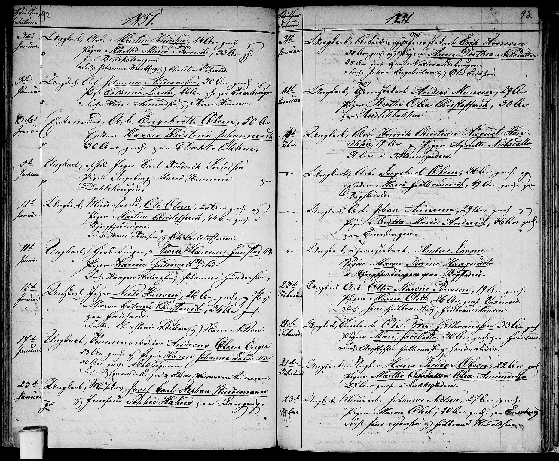 Aker prestekontor kirkebøker, SAO/A-10861/G/L0011: Parish register (copy) no. 11, 1846-1859, p. 92-93
