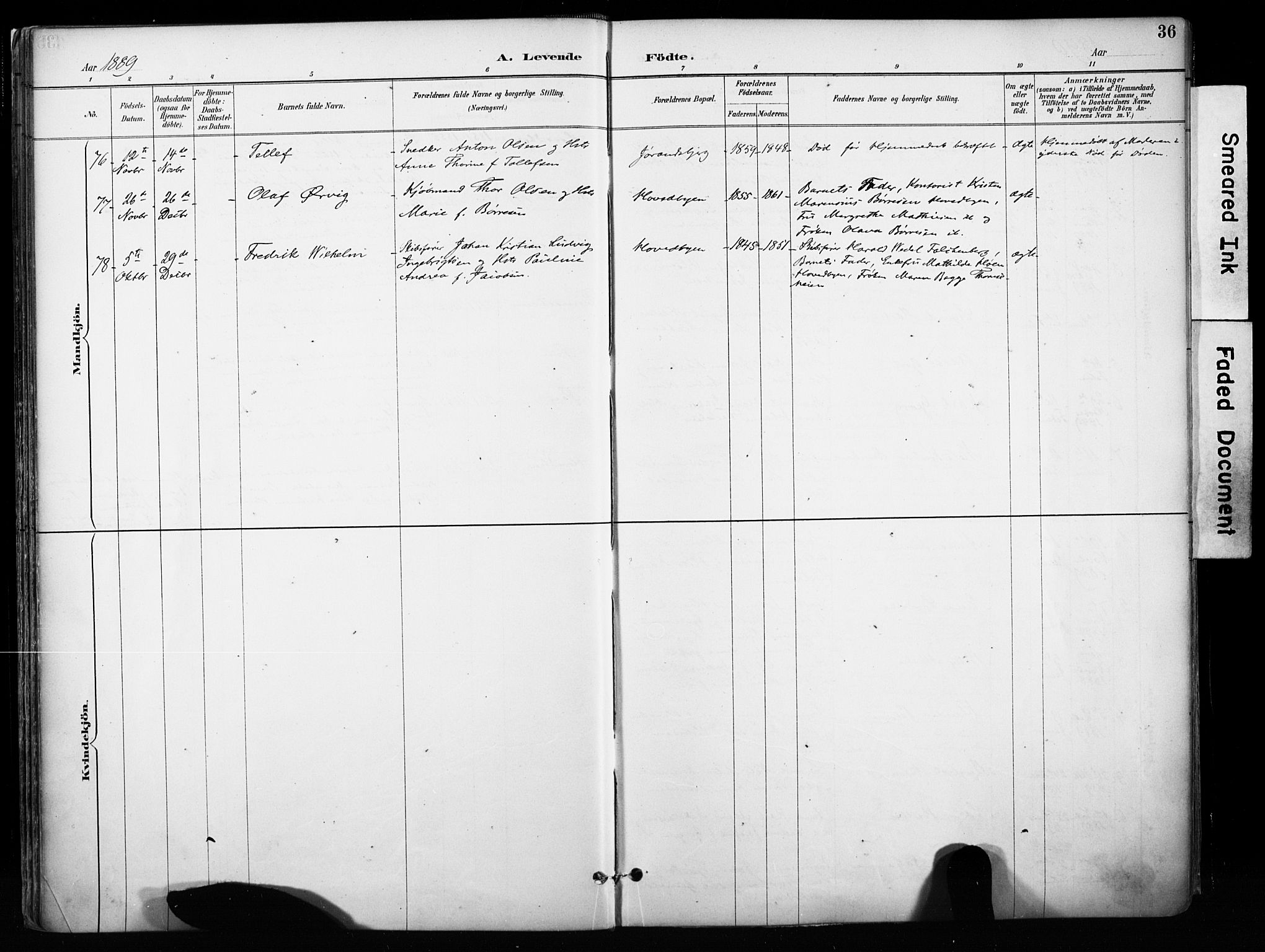 Kragerø kirkebøker, AV/SAKO-A-278/F/Fa/L0013: Parish register (official) no. 13, 1887-1915, p. 36