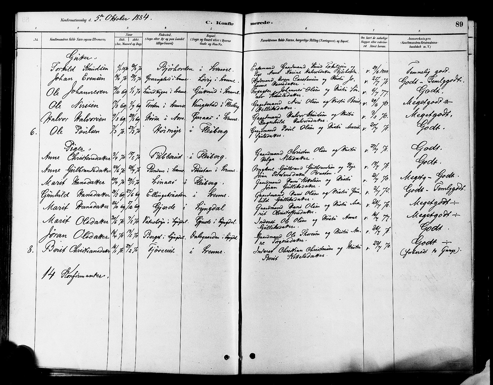 Flesberg kirkebøker, SAKO/A-18/F/Fa/L0008: Parish register (official) no. I 8, 1879-1899, p. 89