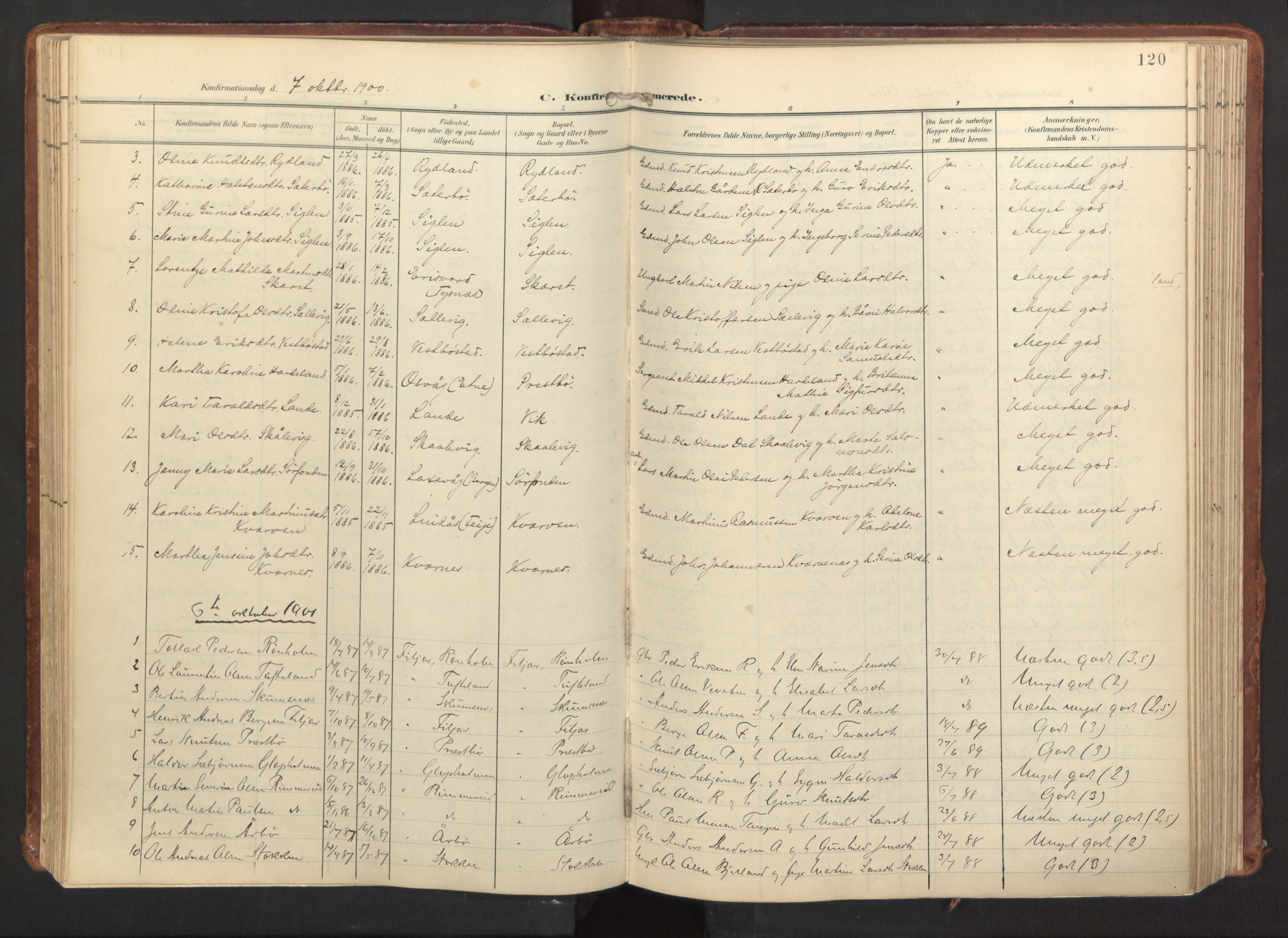 Fitjar sokneprestembete, SAB/A-99926: Parish register (official) no. A 3, 1900-1918, p. 120
