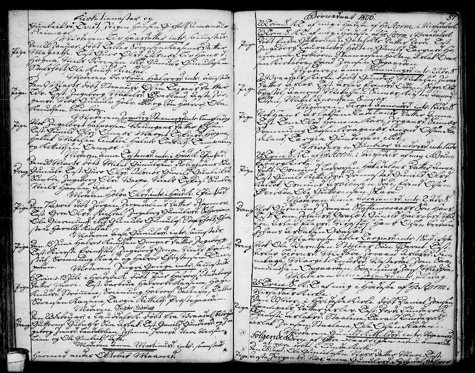 Kviteseid kirkebøker, AV/SAKO-A-276/F/Fa/L0004: Parish register (official) no. I 4, 1800-1814, p. 57