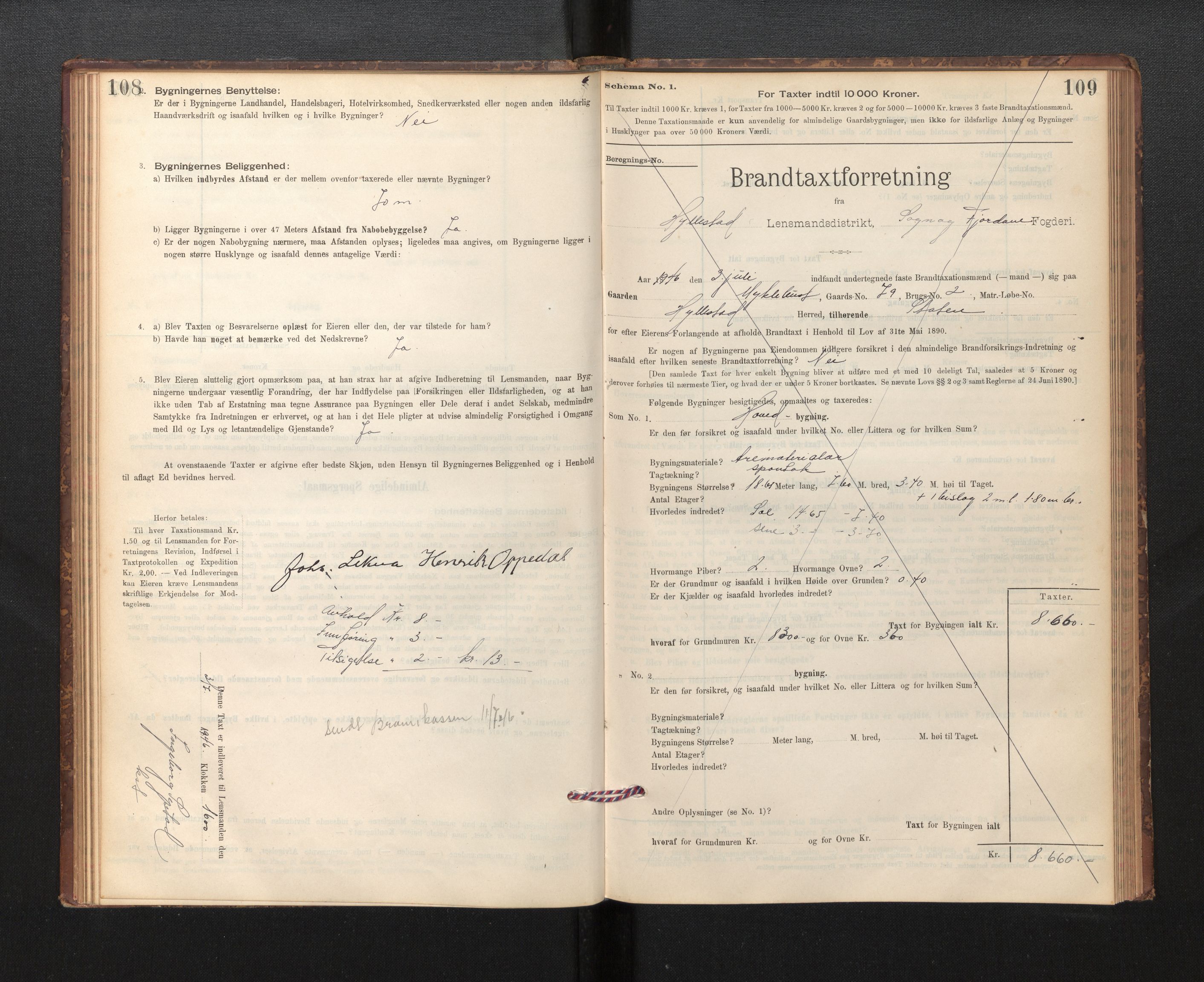 Lensmannen i Hyllestad, SAB/A-28301/0012/L0004: Branntakstprotokoll, skjematakst, 1894-1950, p. 108-109
