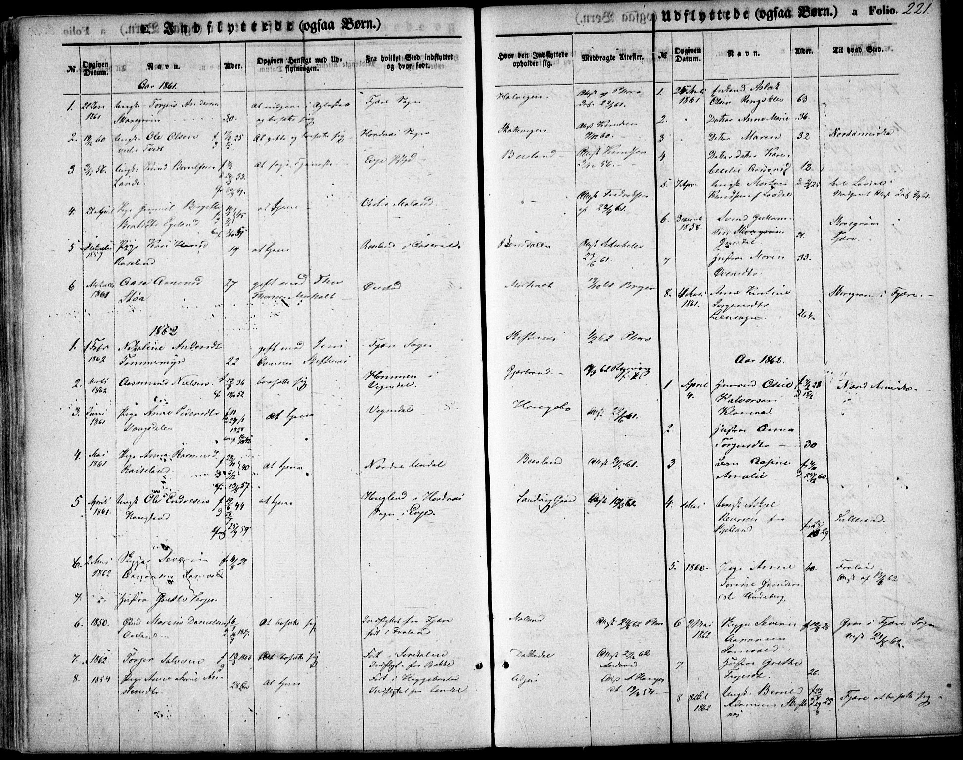 Hommedal sokneprestkontor, SAK/1111-0023/F/Fa/Fab/L0005: Parish register (official) no. A 5, 1861-1877, p. 221