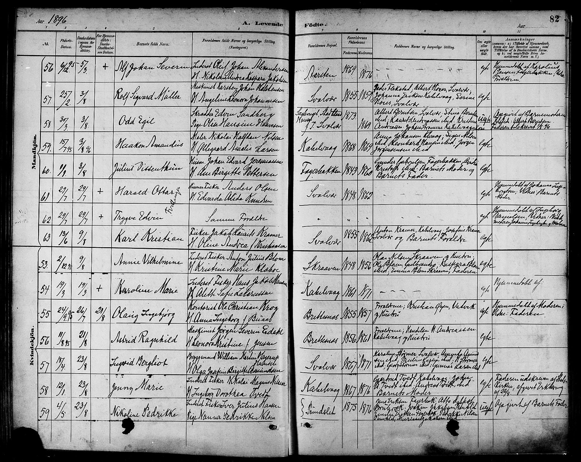 Ministerialprotokoller, klokkerbøker og fødselsregistre - Nordland, AV/SAT-A-1459/874/L1060: Parish register (official) no. 874A04, 1890-1899, p. 82