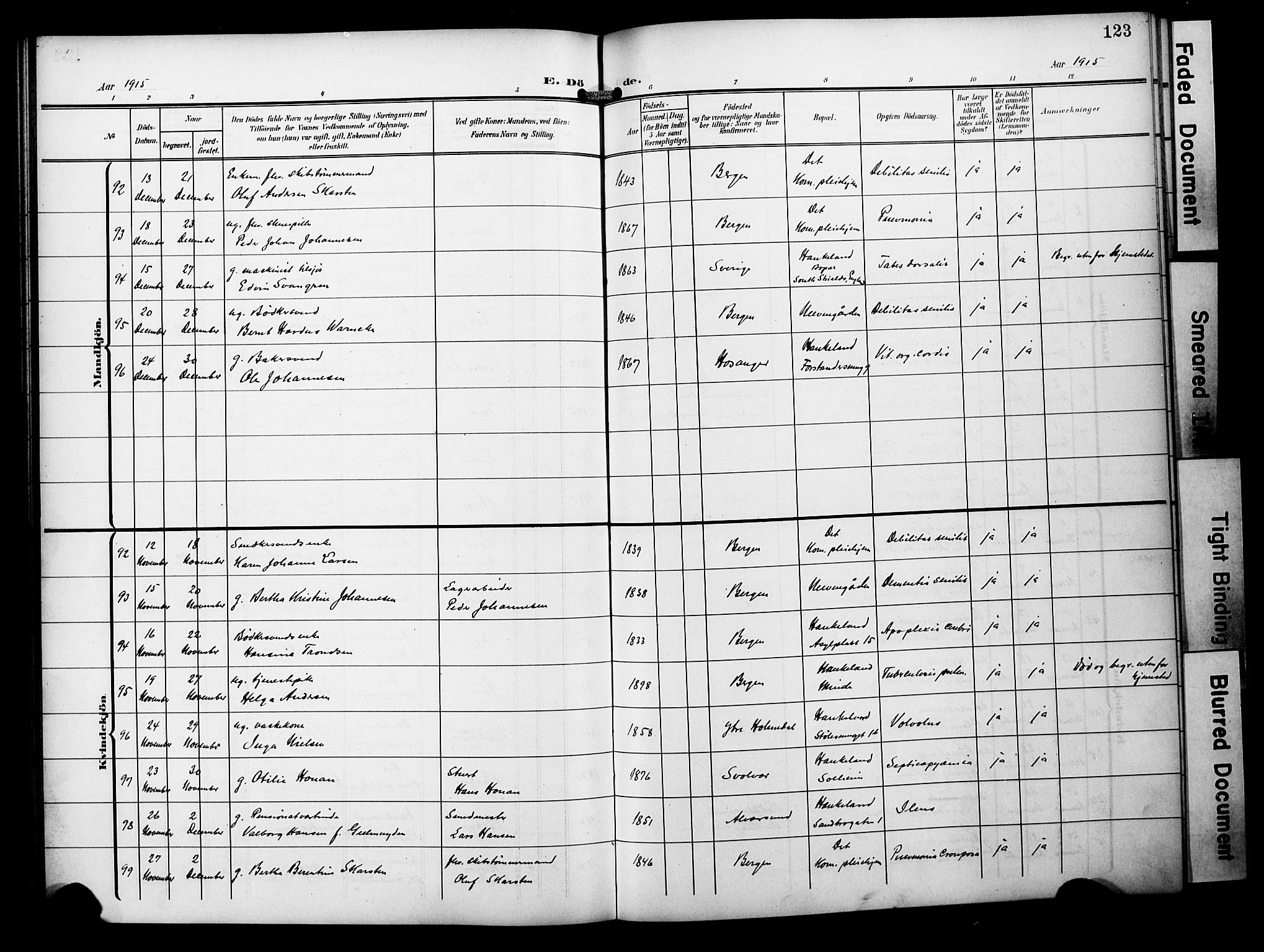 Bergen kommunale pleiehjem - stiftelsespresten, AV/SAB-A-100281: Parish register (official) no. A 6, 1908-1920, p. 123