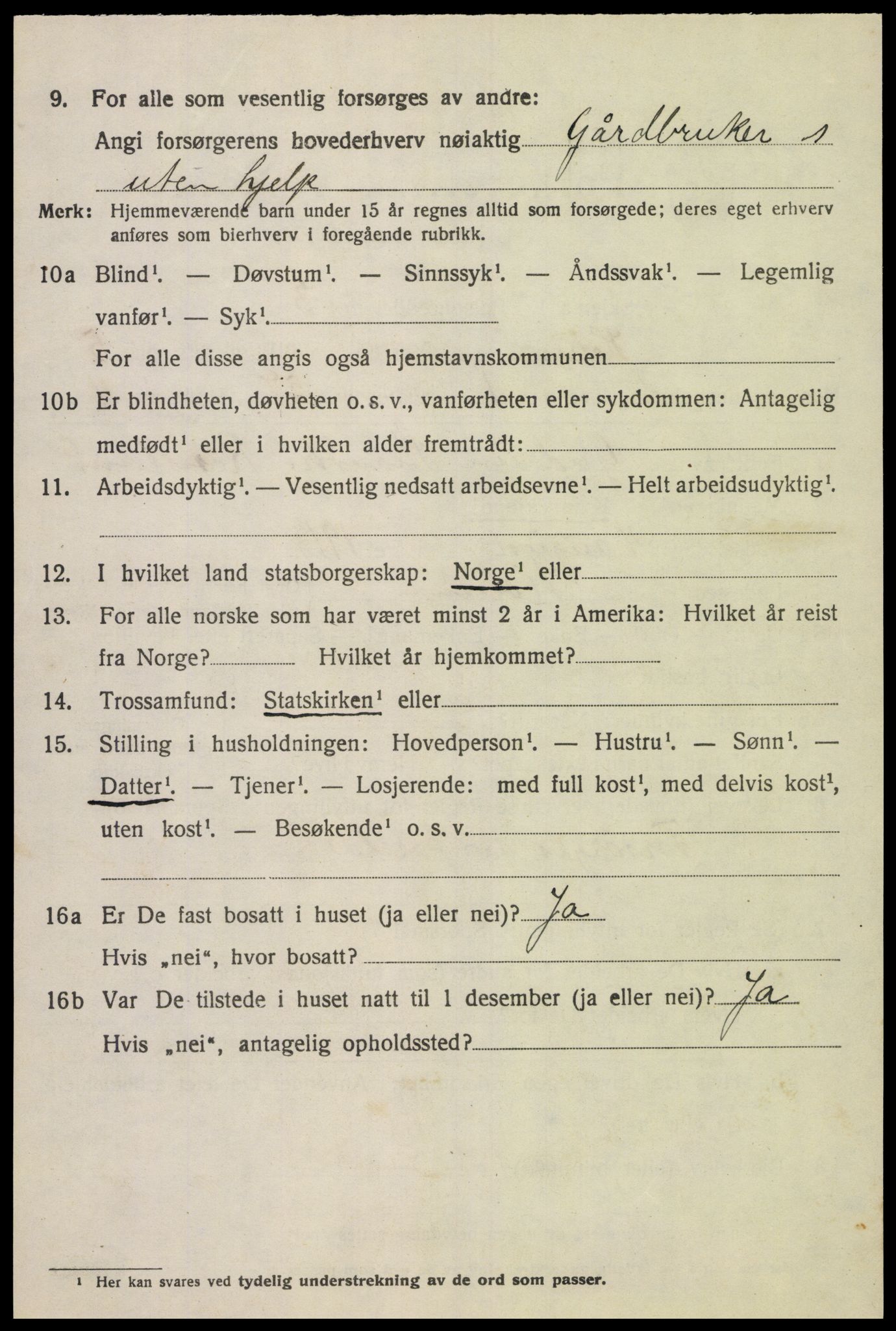 SAK, 1920 census for Holum, 1920, p. 2134