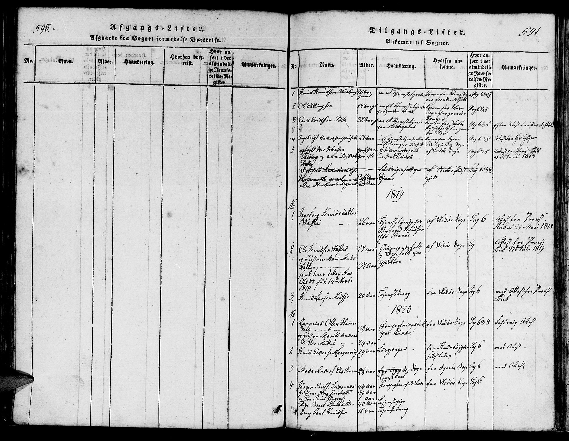 Ministerialprotokoller, klokkerbøker og fødselsregistre - Møre og Romsdal, SAT/A-1454/555/L0665: Parish register (copy) no. 555C01, 1818-1868, p. 590-591