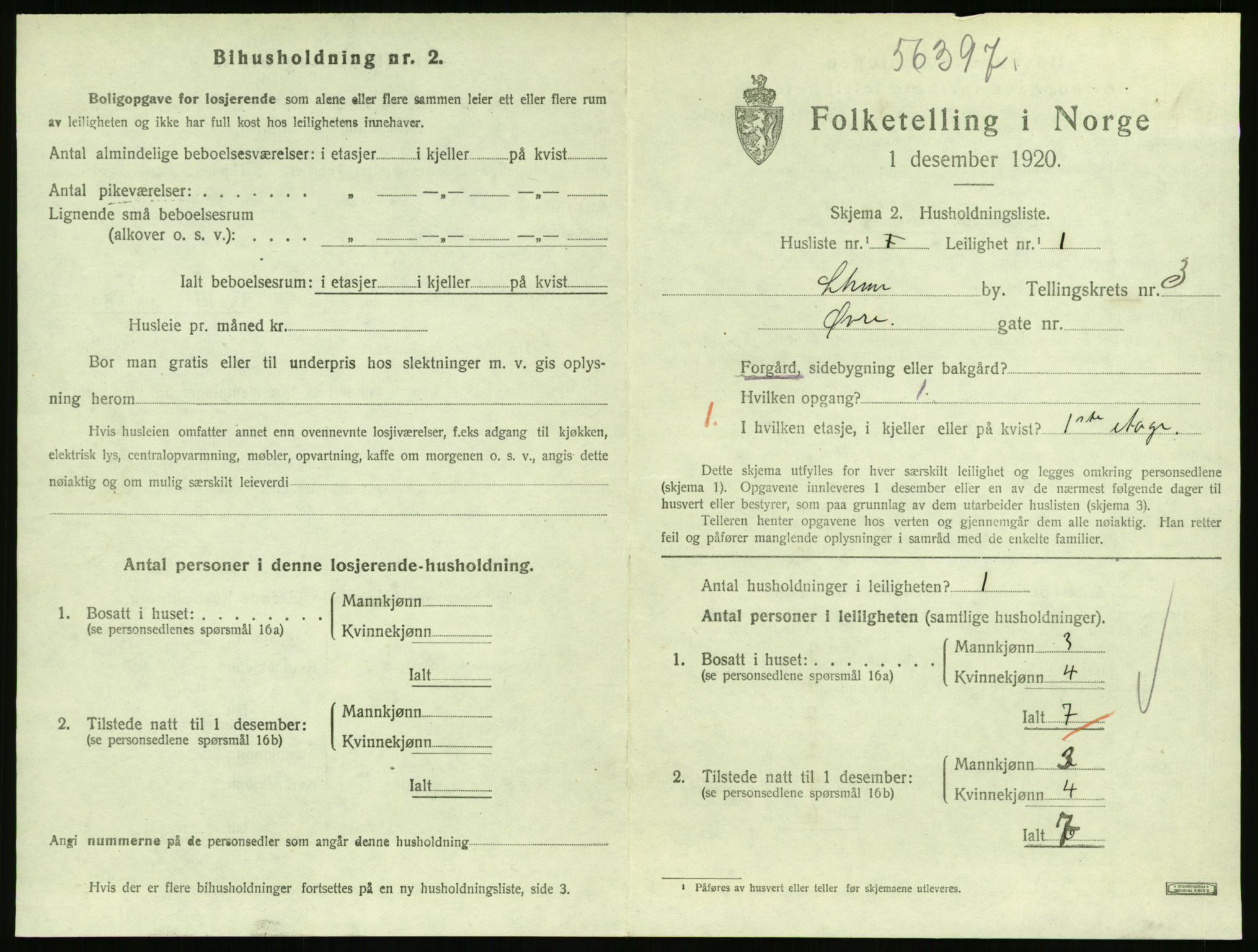 SAH, 1920 census for Lillehammer, 1920, p. 1856