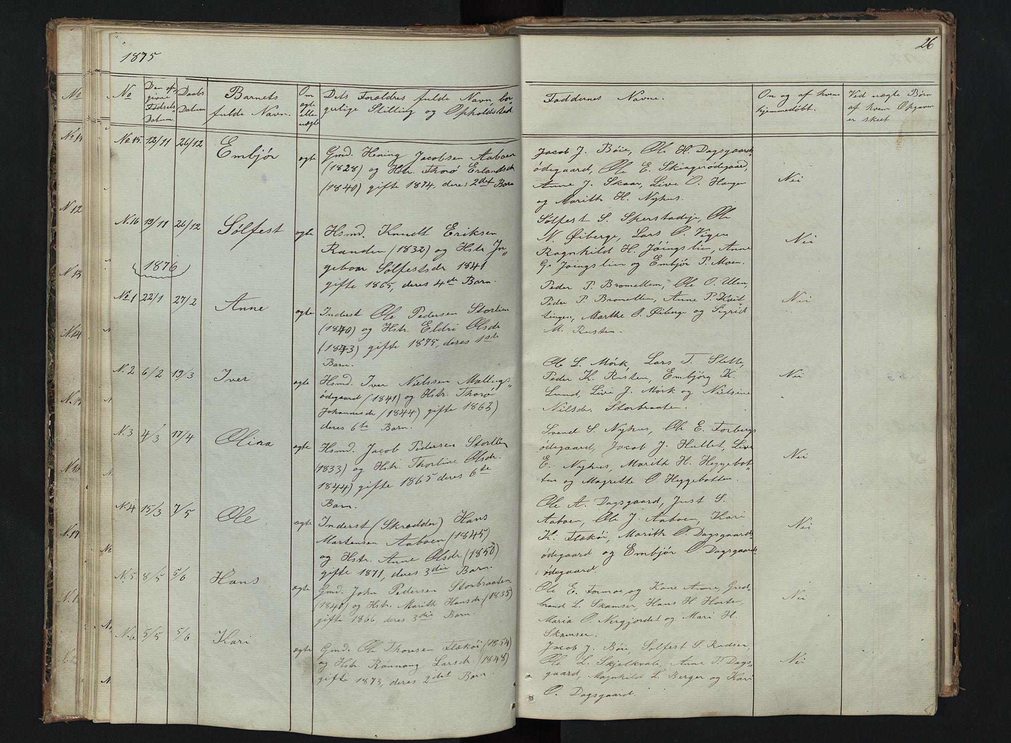 Skjåk prestekontor, SAH/PREST-072/H/Ha/Hab/L0002: Parish register (copy) no. 2, 1867-1894, p. 26