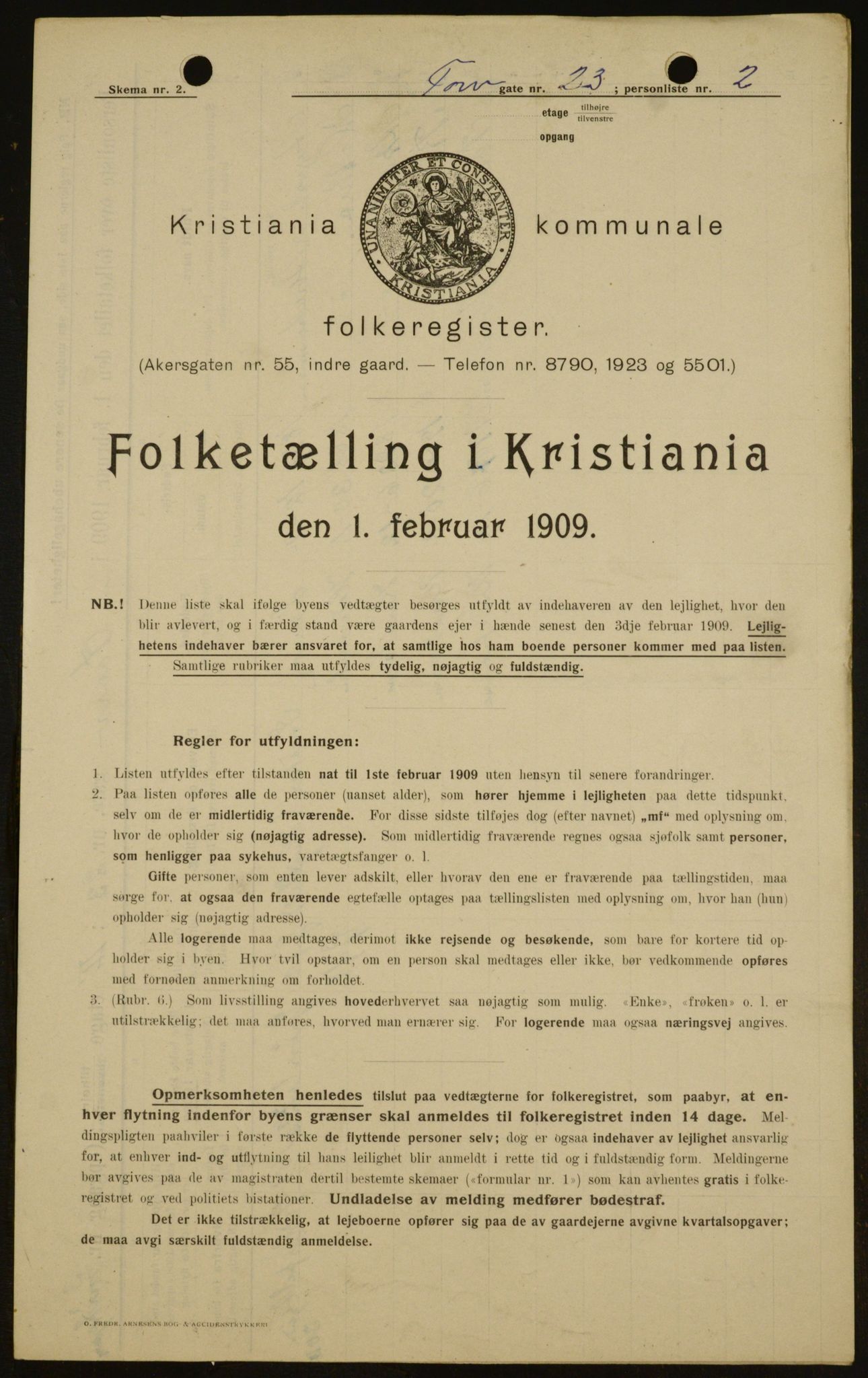 OBA, Municipal Census 1909 for Kristiania, 1909, p. 103508