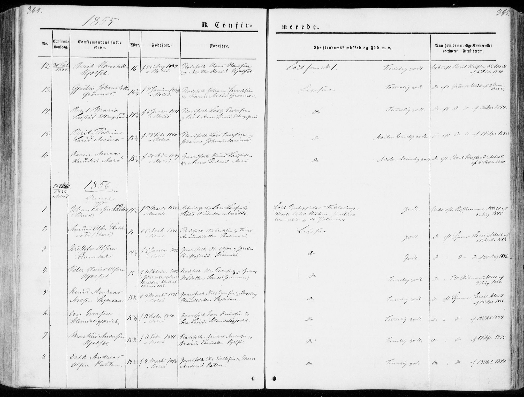 Ministerialprotokoller, klokkerbøker og fødselsregistre - Møre og Romsdal, SAT/A-1454/555/L0653: Parish register (official) no. 555A04, 1843-1869, p. 364-365