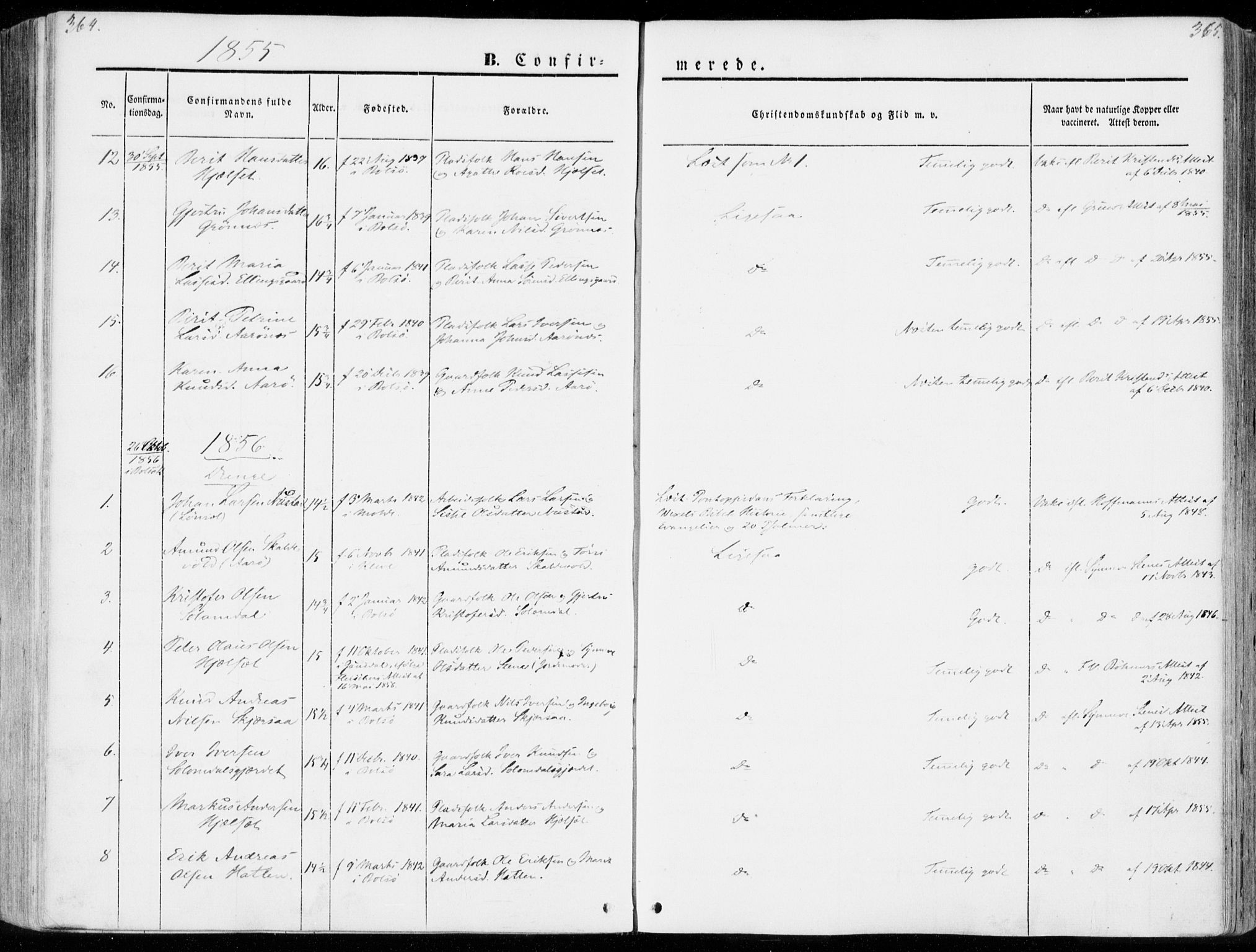 Ministerialprotokoller, klokkerbøker og fødselsregistre - Møre og Romsdal, AV/SAT-A-1454/555/L0653: Parish register (official) no. 555A04, 1843-1869, p. 364-365