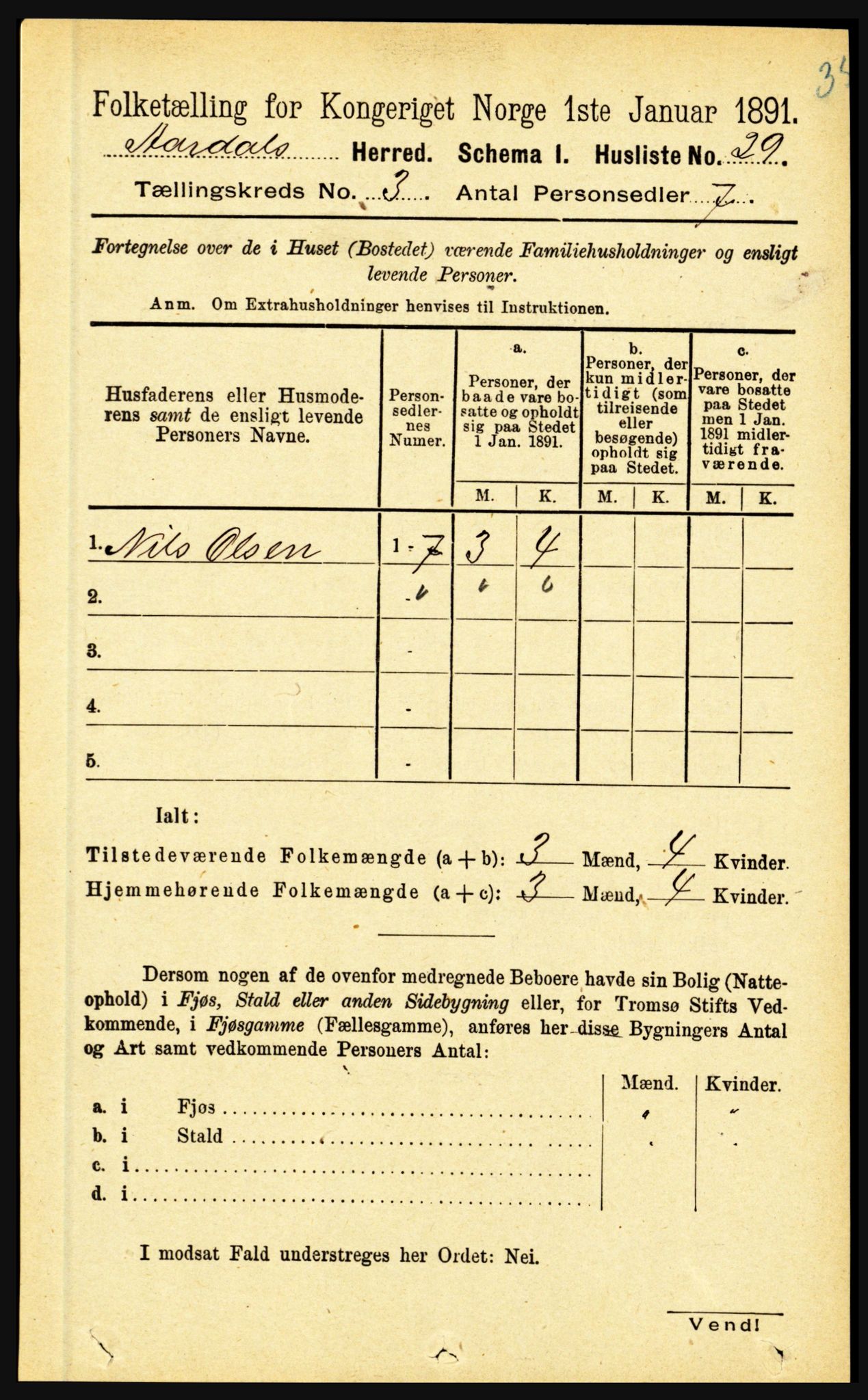 RA, 1891 census for 1424 Årdal, 1891, p. 393