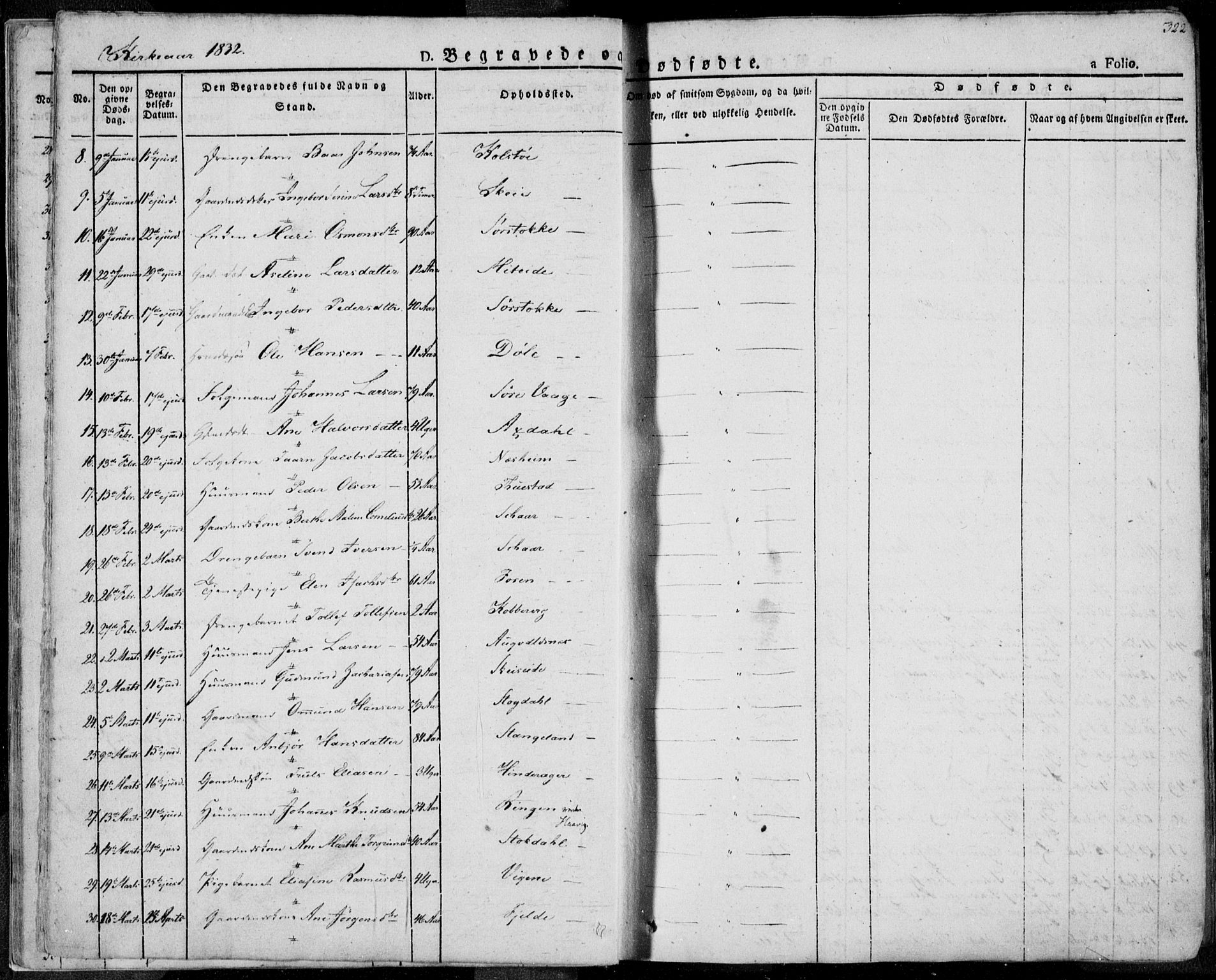 Avaldsnes sokneprestkontor, AV/SAST-A -101851/H/Ha/Haa/L0005: Parish register (official) no. A 5.2, 1825-1841, p. 322