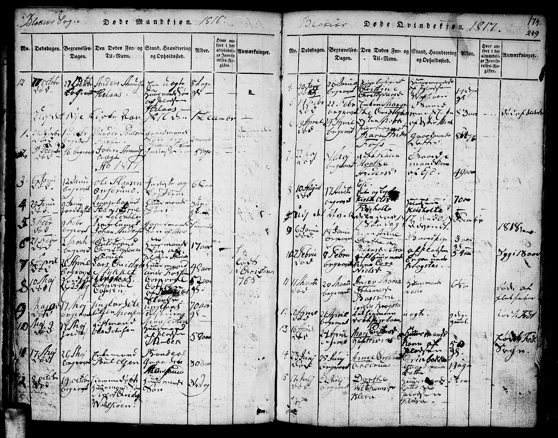 Aurskog prestekontor Kirkebøker, AV/SAO-A-10304a/F/Fa/L0005: Parish register (official) no. I 5, 1814-1829, p. 249