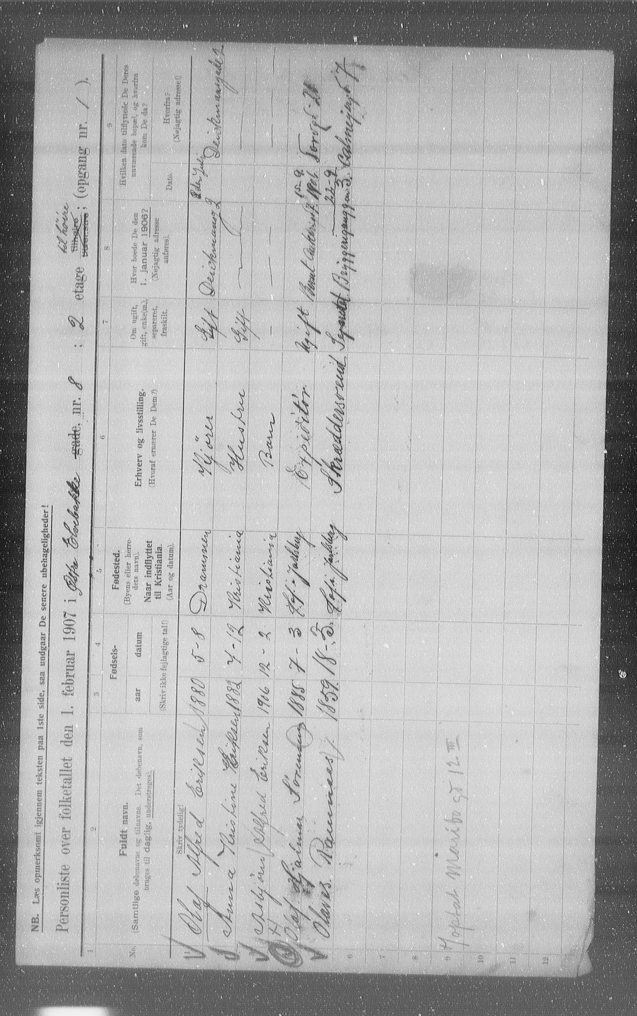 OBA, Municipal Census 1907 for Kristiania, 1907, p. 65774