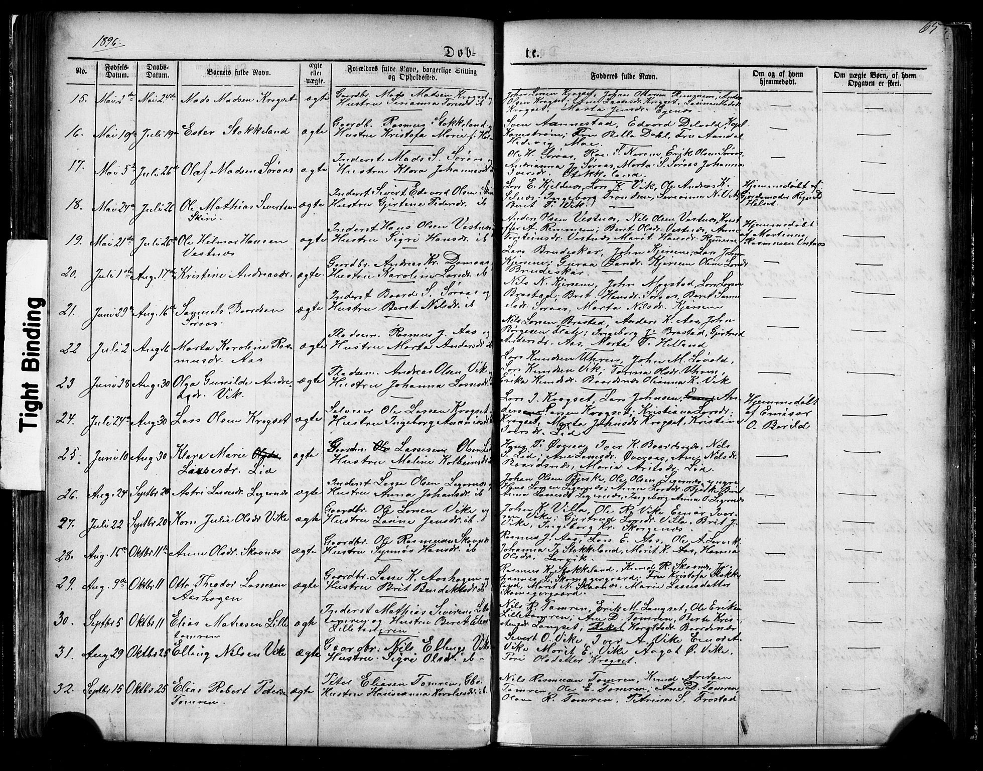 Ministerialprotokoller, klokkerbøker og fødselsregistre - Møre og Romsdal, AV/SAT-A-1454/539/L0536: Parish register (copy) no. 539C02, 1867-1913, p. 65