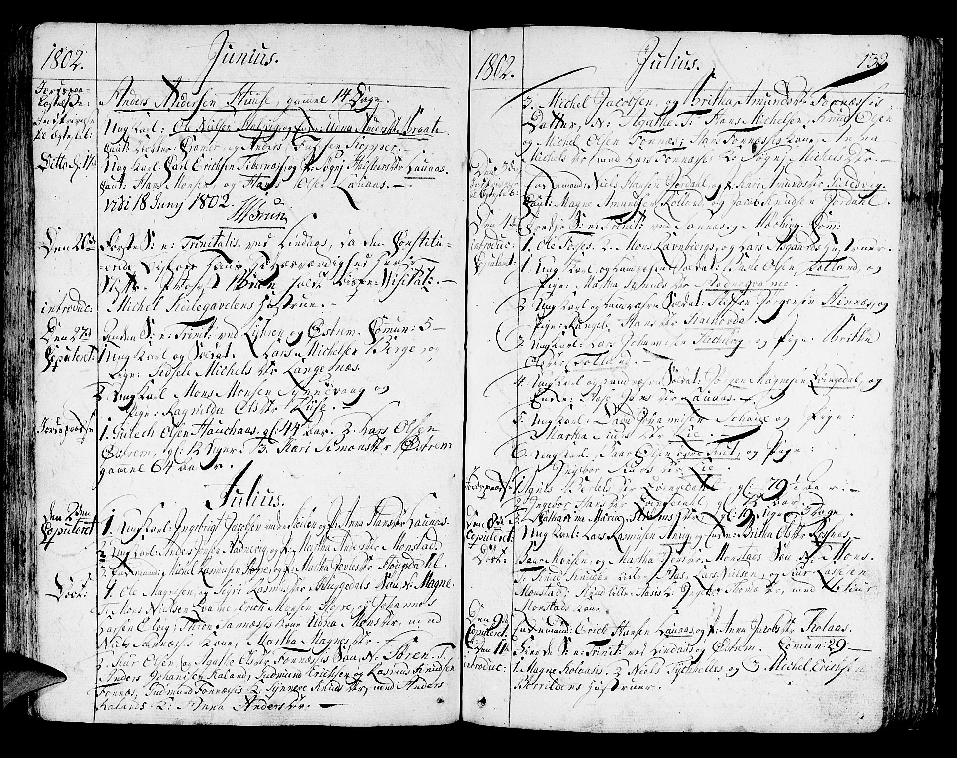 Lindås Sokneprestembete, AV/SAB-A-76701/H/Haa/Haaa/L0005: Parish register (official) no. A 5, 1791-1813, p. 132