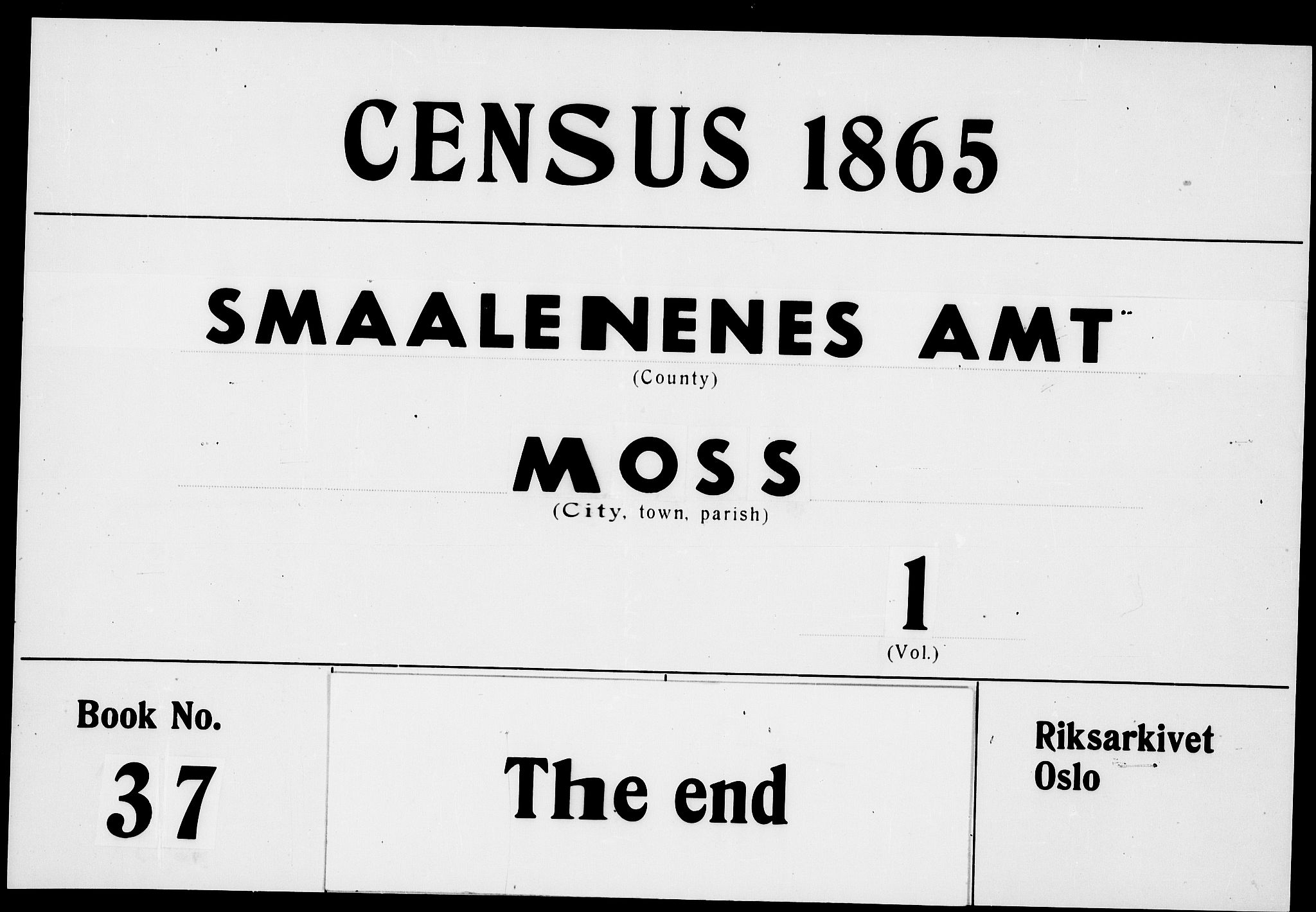 RA, 1865 census for Moss/Moss, 1865, p. 354