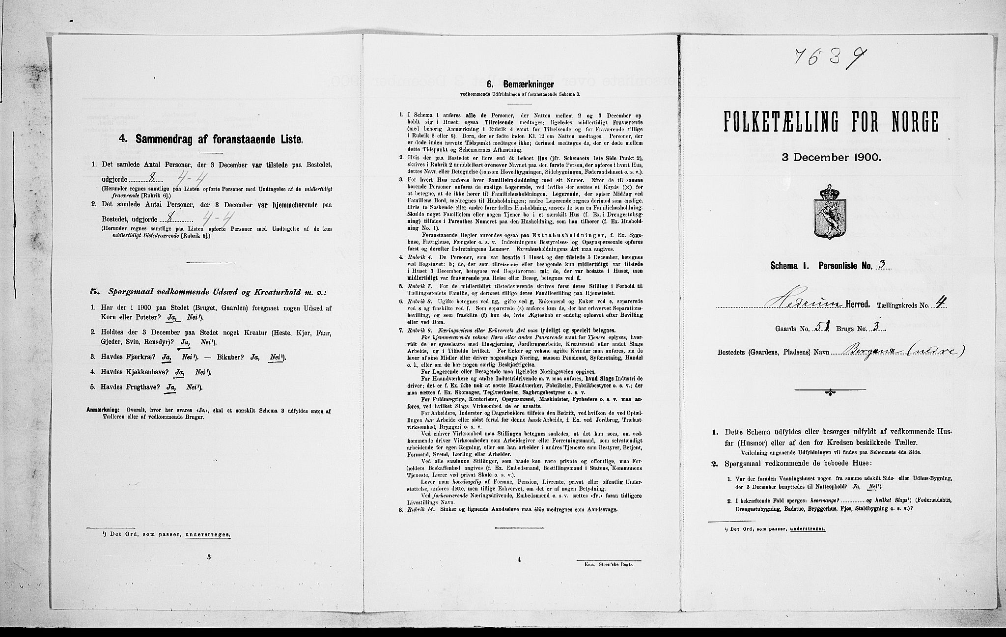 RA, 1900 census for Hedrum, 1900, p. 334