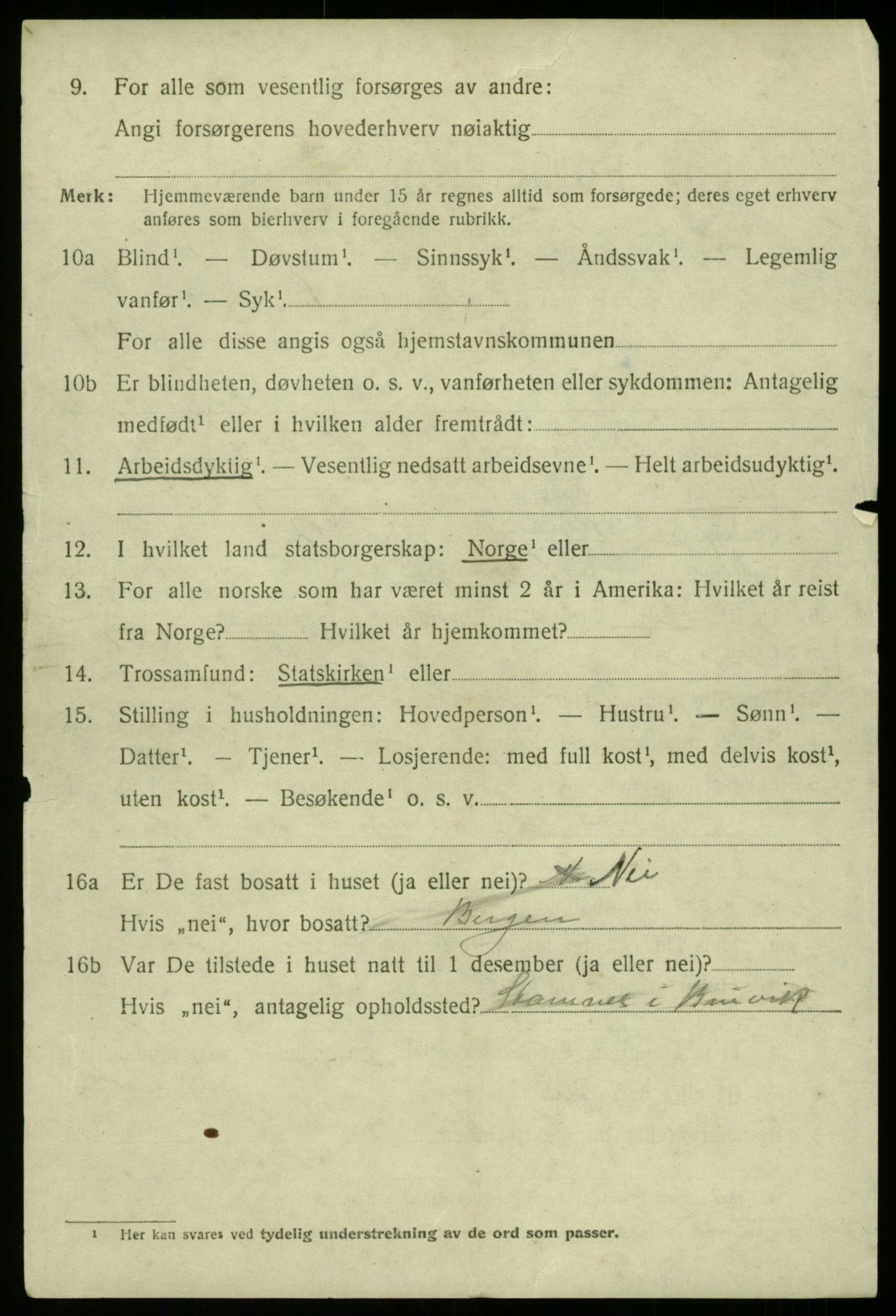 SAB, 1920 census for Bruvik, 1920, p. 9139