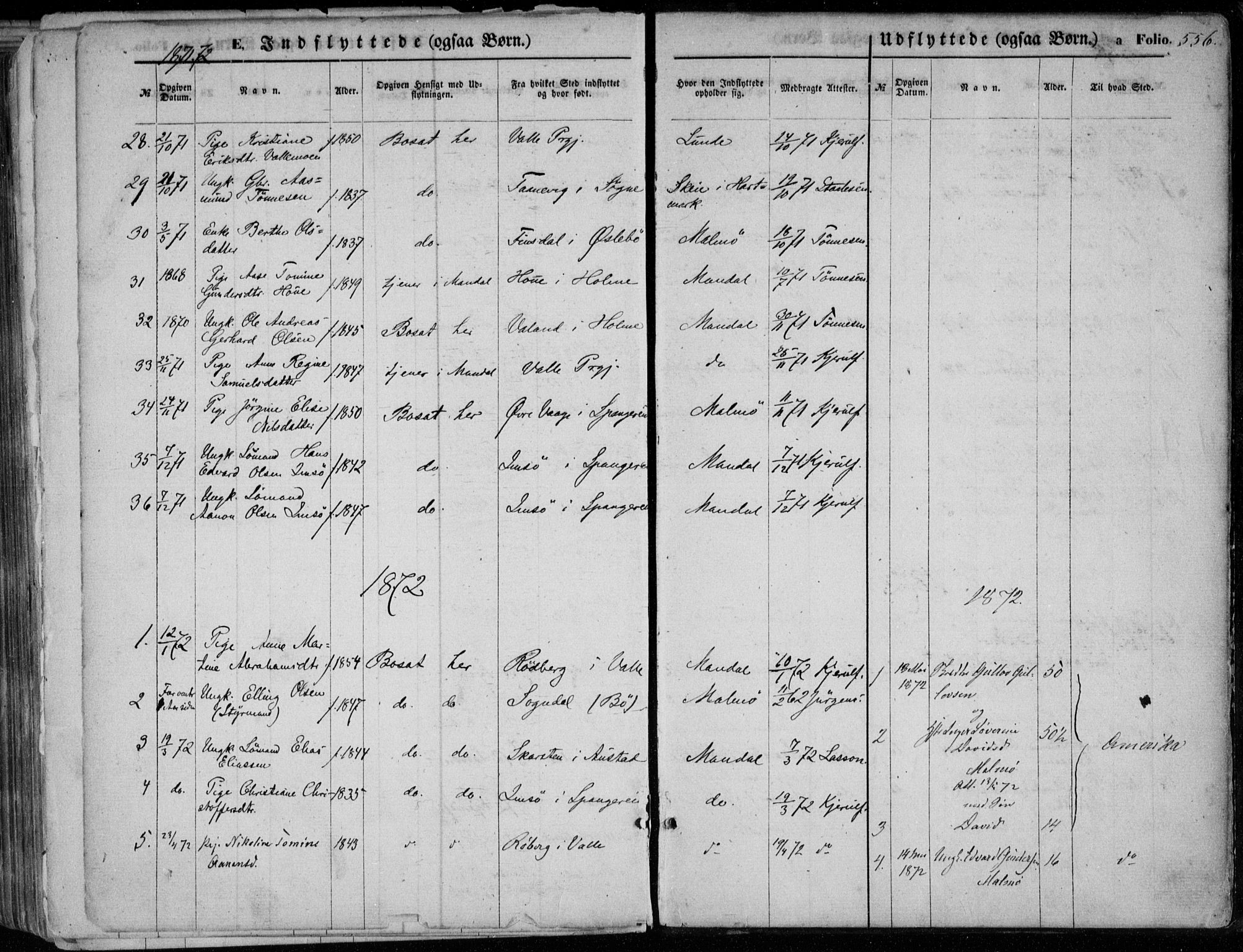 Mandal sokneprestkontor, SAK/1111-0030/F/Fa/Faa/L0014: Parish register (official) no. A 14, 1859-1872, p. 556
