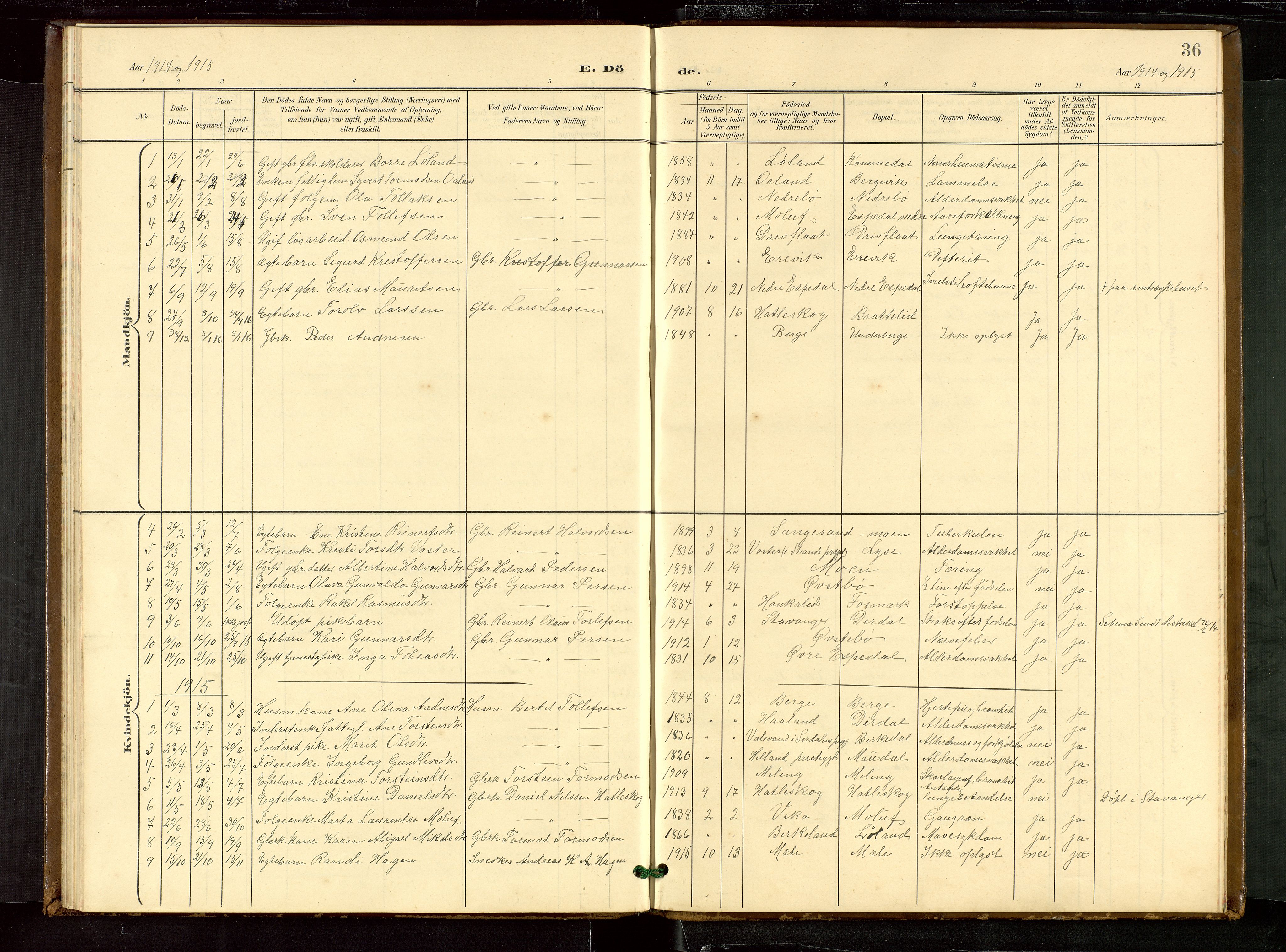 Høgsfjord sokneprestkontor, SAST/A-101624/H/Ha/Hab/L0010: Parish register (copy) no. B 10, 1900-1922, p. 36