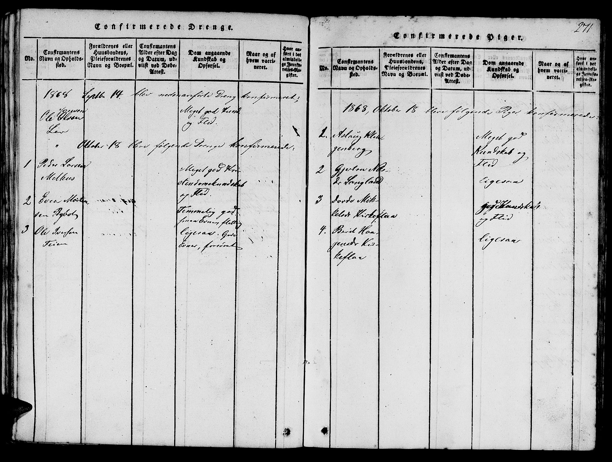 Ministerialprotokoller, klokkerbøker og fødselsregistre - Sør-Trøndelag, SAT/A-1456/693/L1121: Parish register (copy) no. 693C02, 1816-1869, p. 271