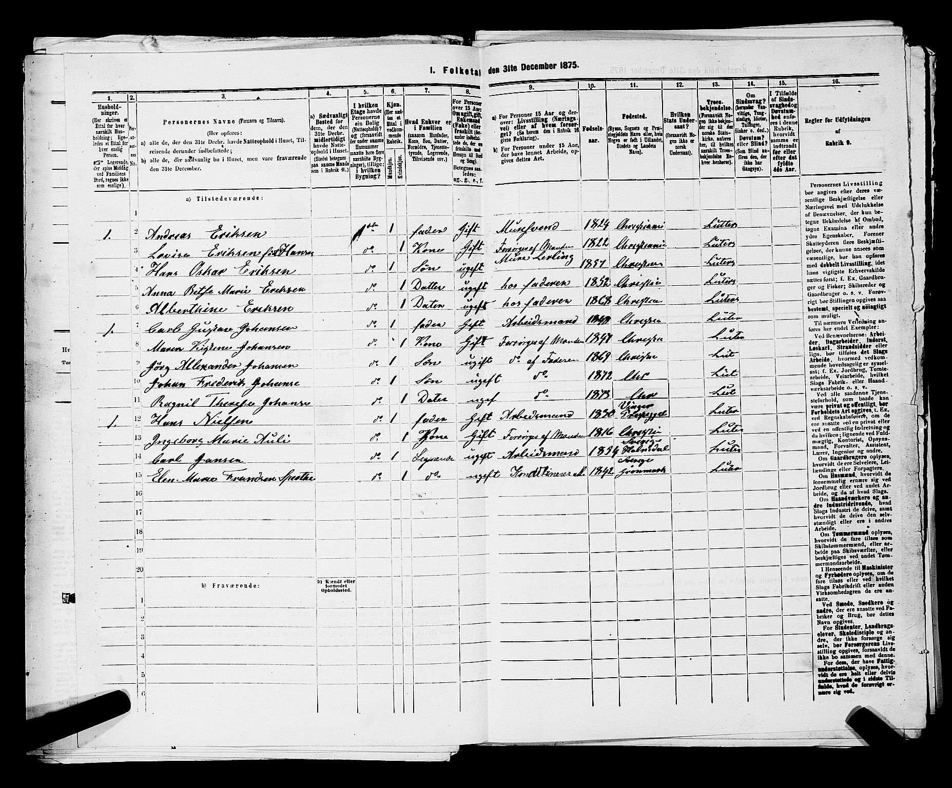 RA, 1875 census for 0301 Kristiania, 1875, p. 4005