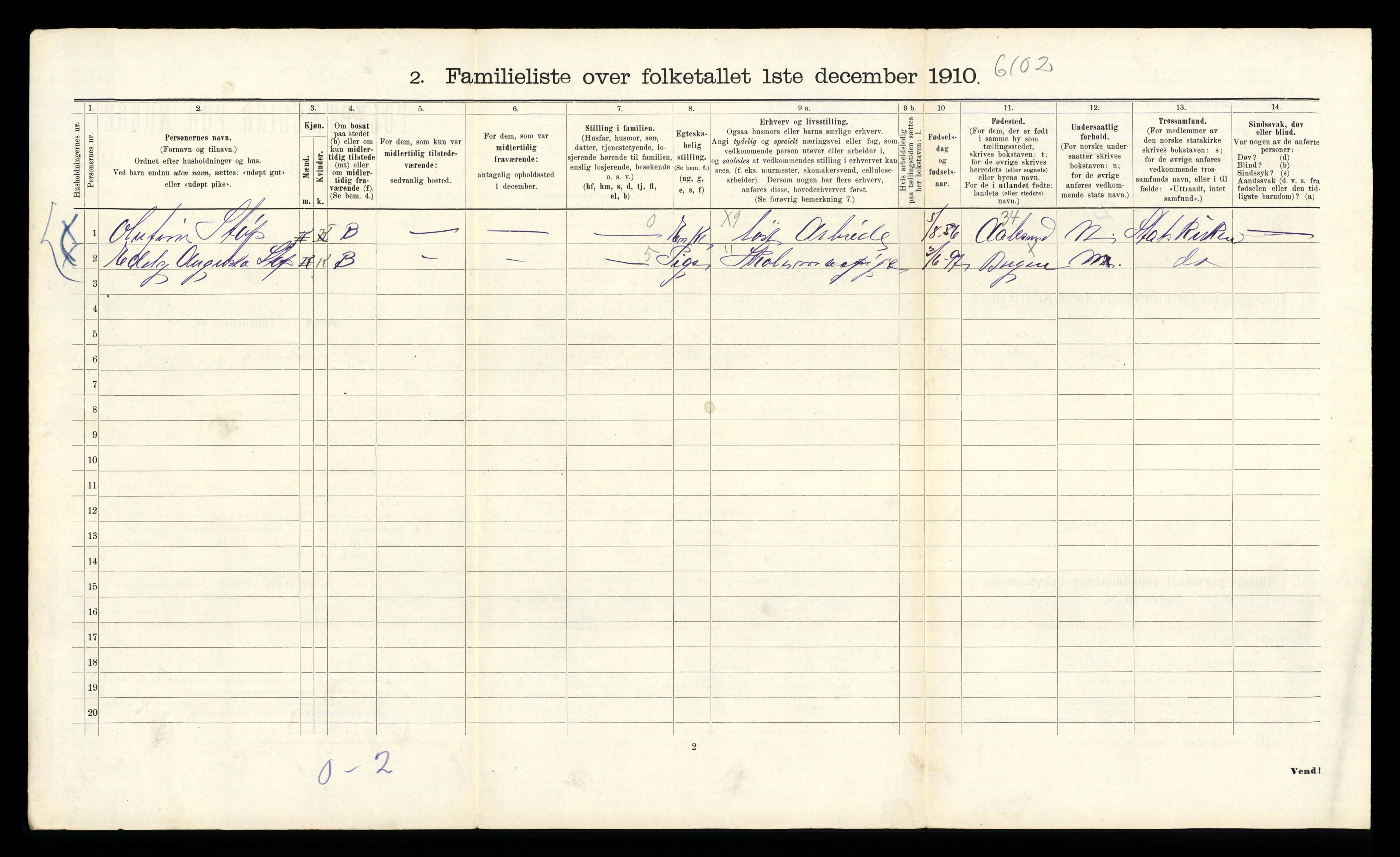 RA, 1910 census for Bergen, 1910, p. 9836