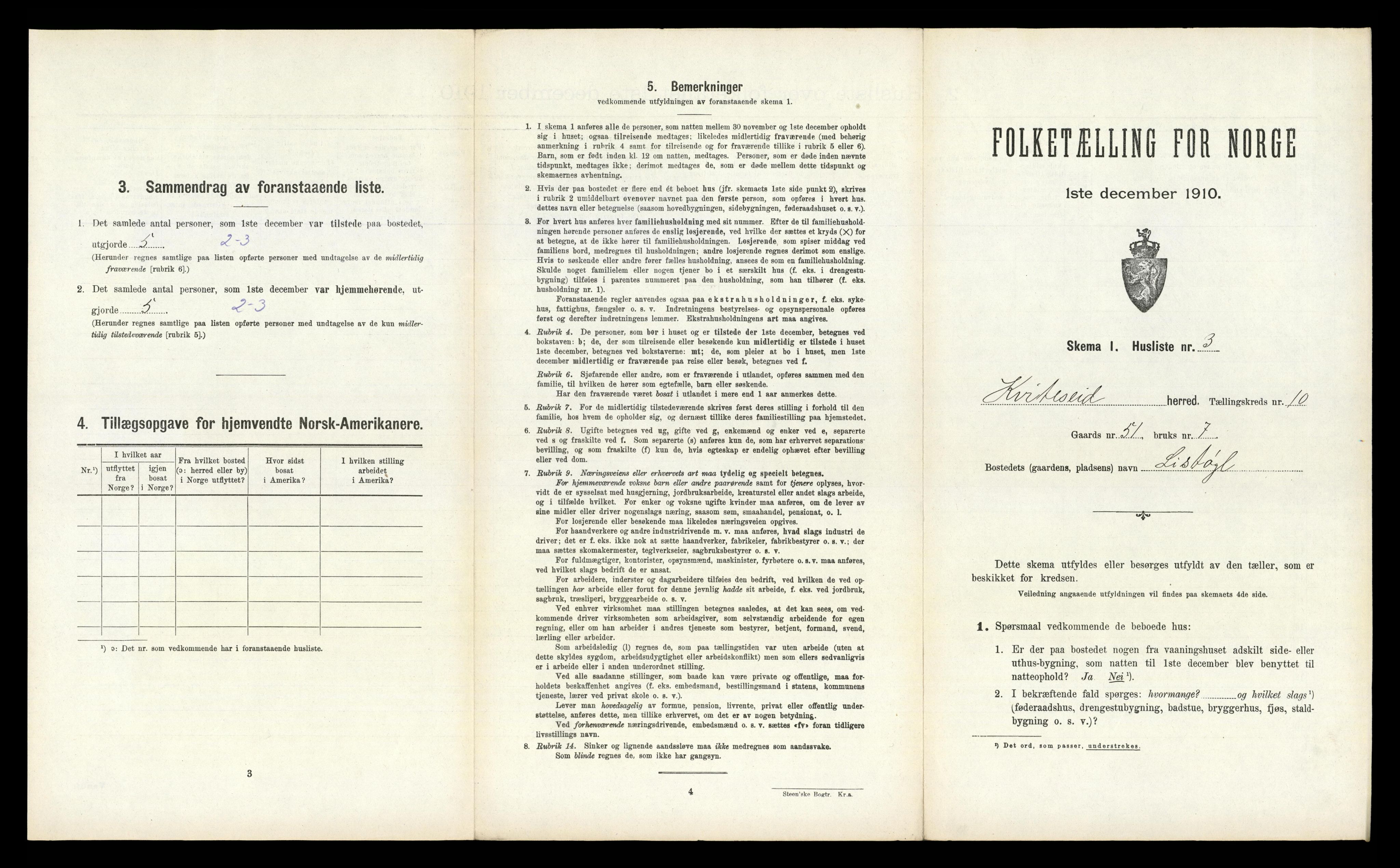 RA, 1910 census for Kviteseid, 1910, p. 874