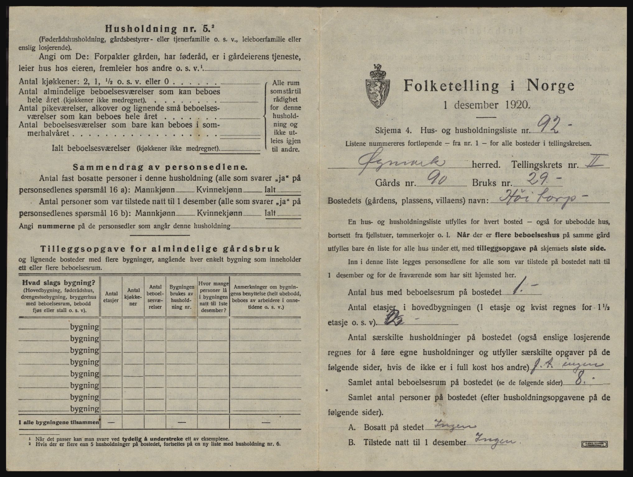 SAO, 1920 census for Øymark, 1920, p. 269